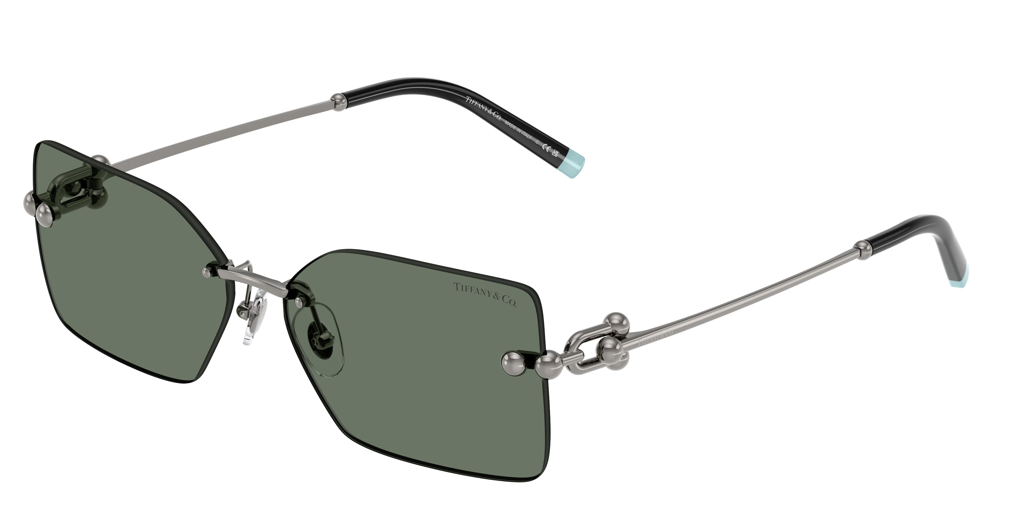 Tiffany TF3088 Rectangle Sunglasses 60033H-Gunmetal 59-130-14 - Color Map Grey