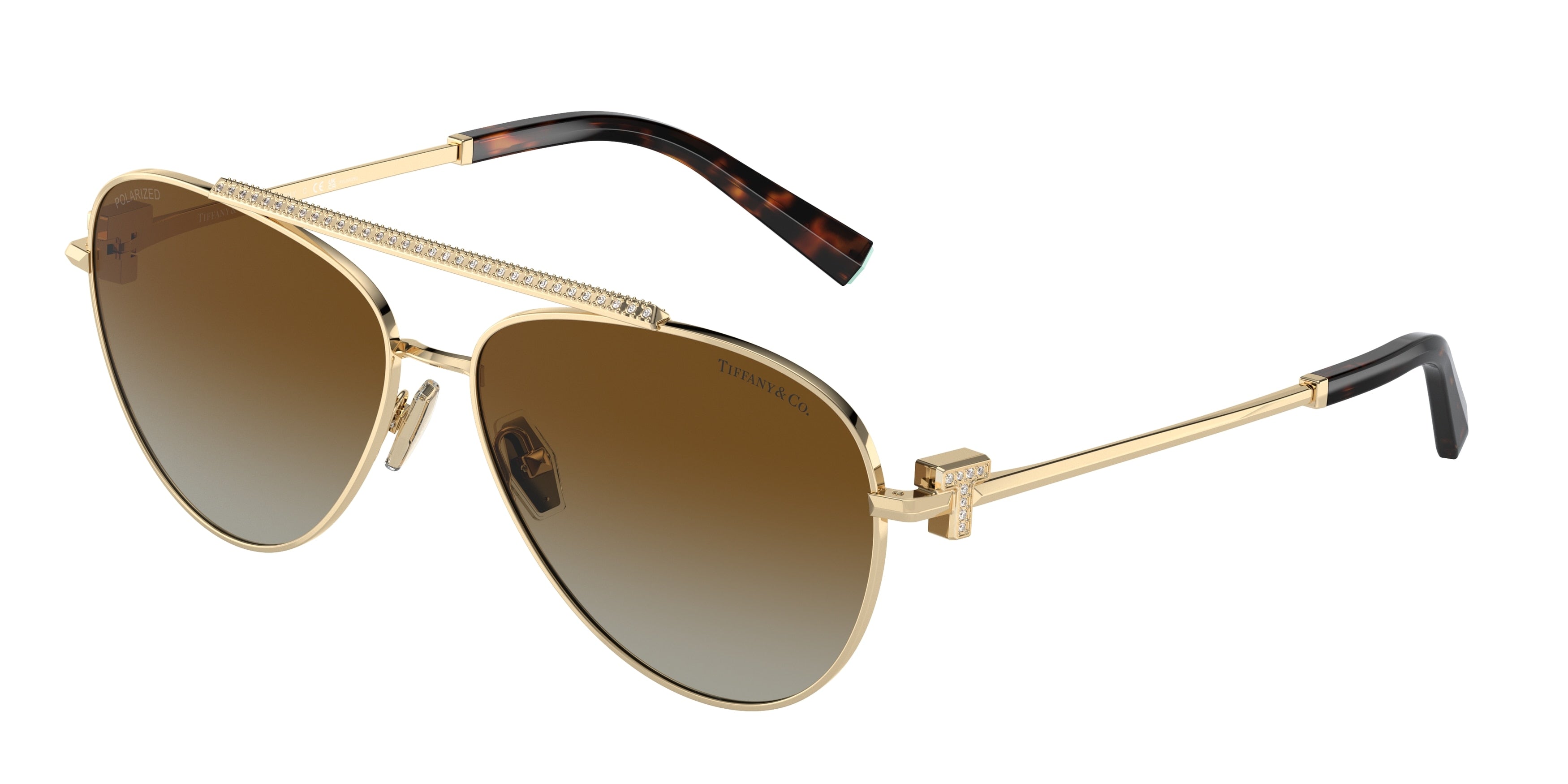 Tiffany TF3101B Pilot Sunglasses 6208T5-Pale Gold 59-140-14 - Color Map Gold