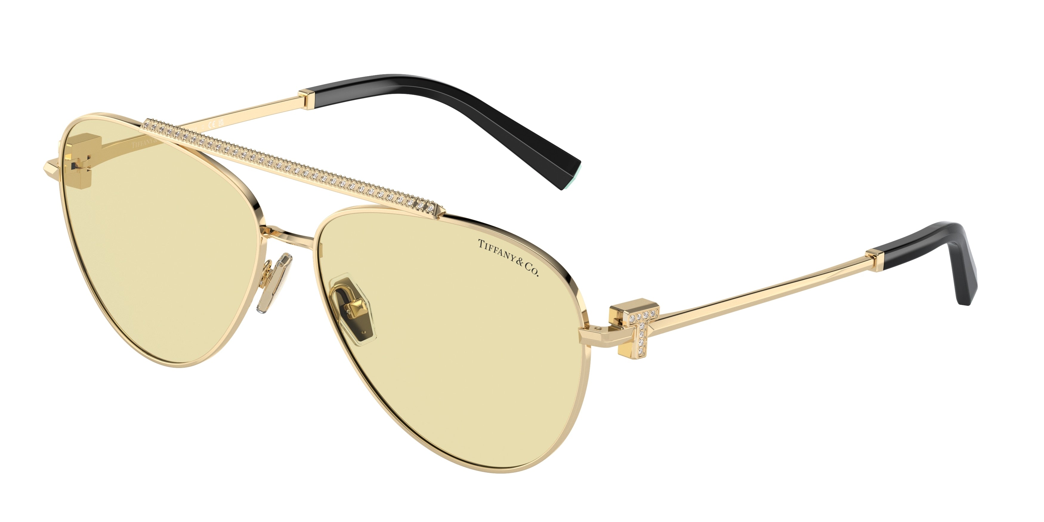 Tiffany TF3101B Pilot Sunglasses 6210M4-Pale Gold 59-140-14 - Color Map Gold