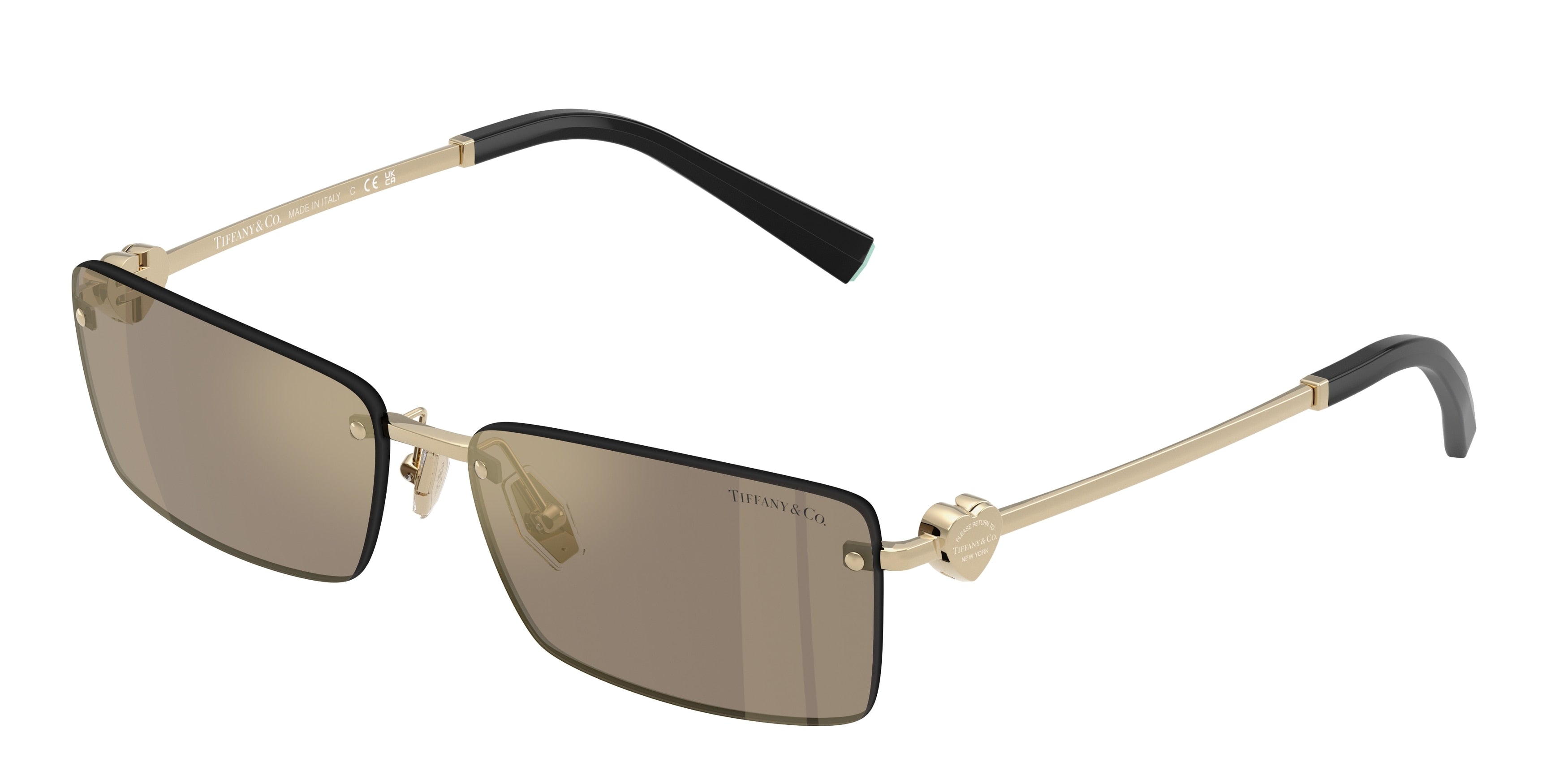 Tiffany TF3108B Rectangle Sunglasses 60215A-Pale Gold 60-140-15 - Color Map Gold