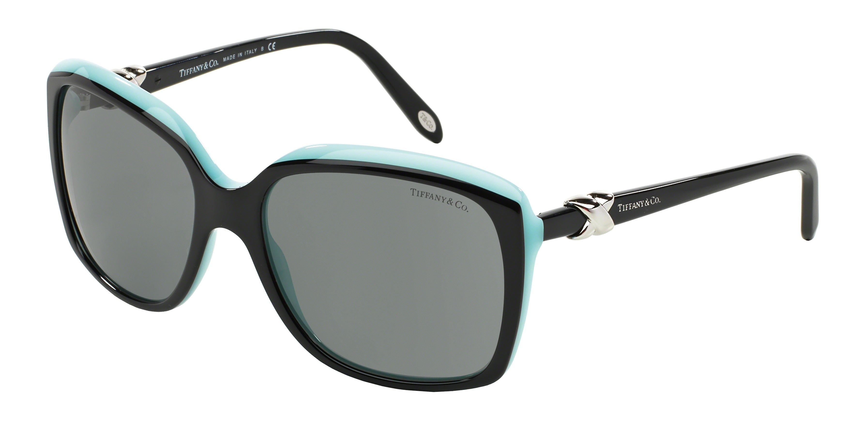 Tiffany TF4076 Square Sunglasses 80553F-Black On Tiffany Blue 58-135-17 - Color Map Black