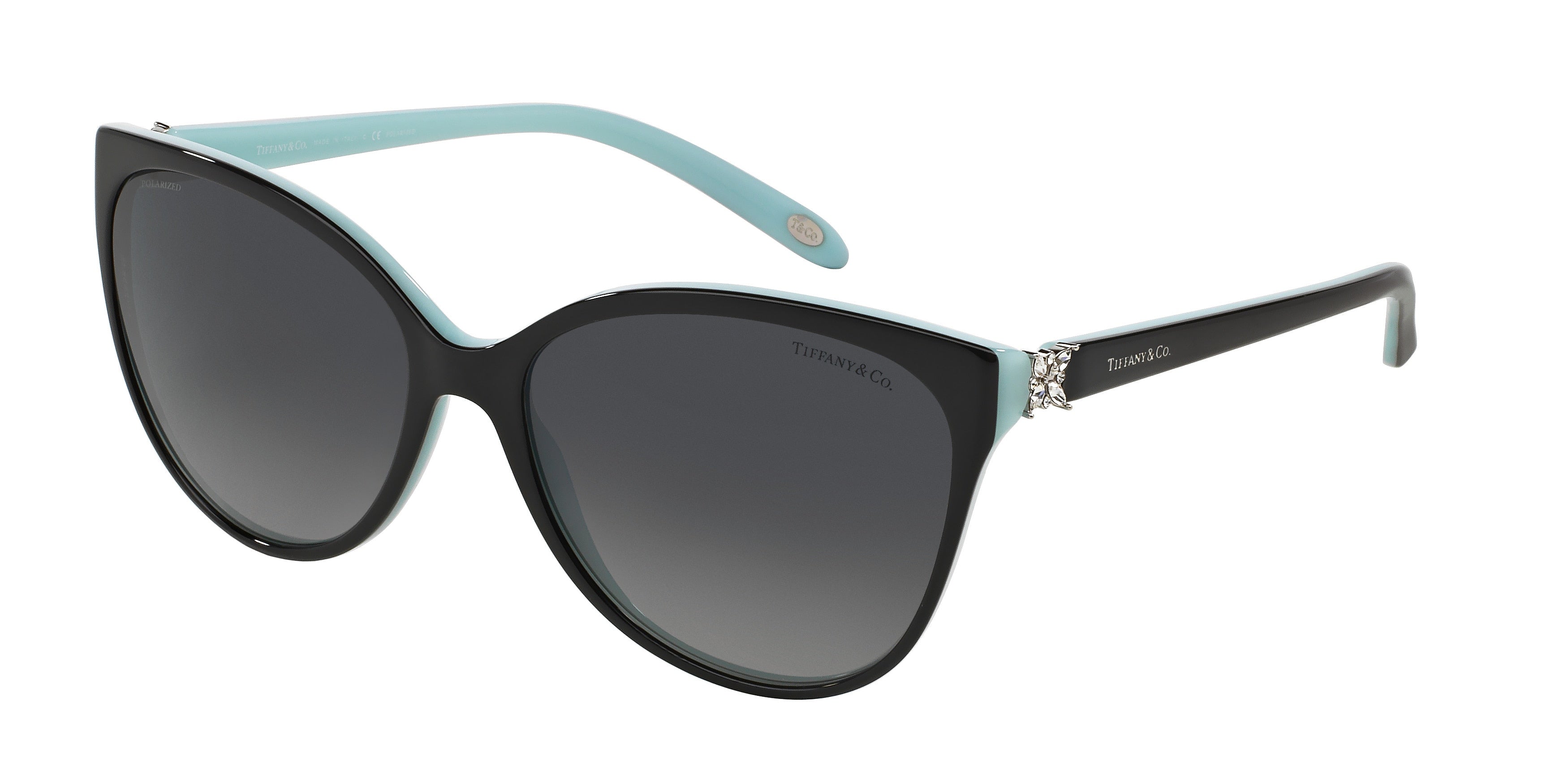Tiffany TF4089B Cat Eye Sunglasses 8055T3-Black On Tiffany Blue 58-140-16 - Color Map Black
