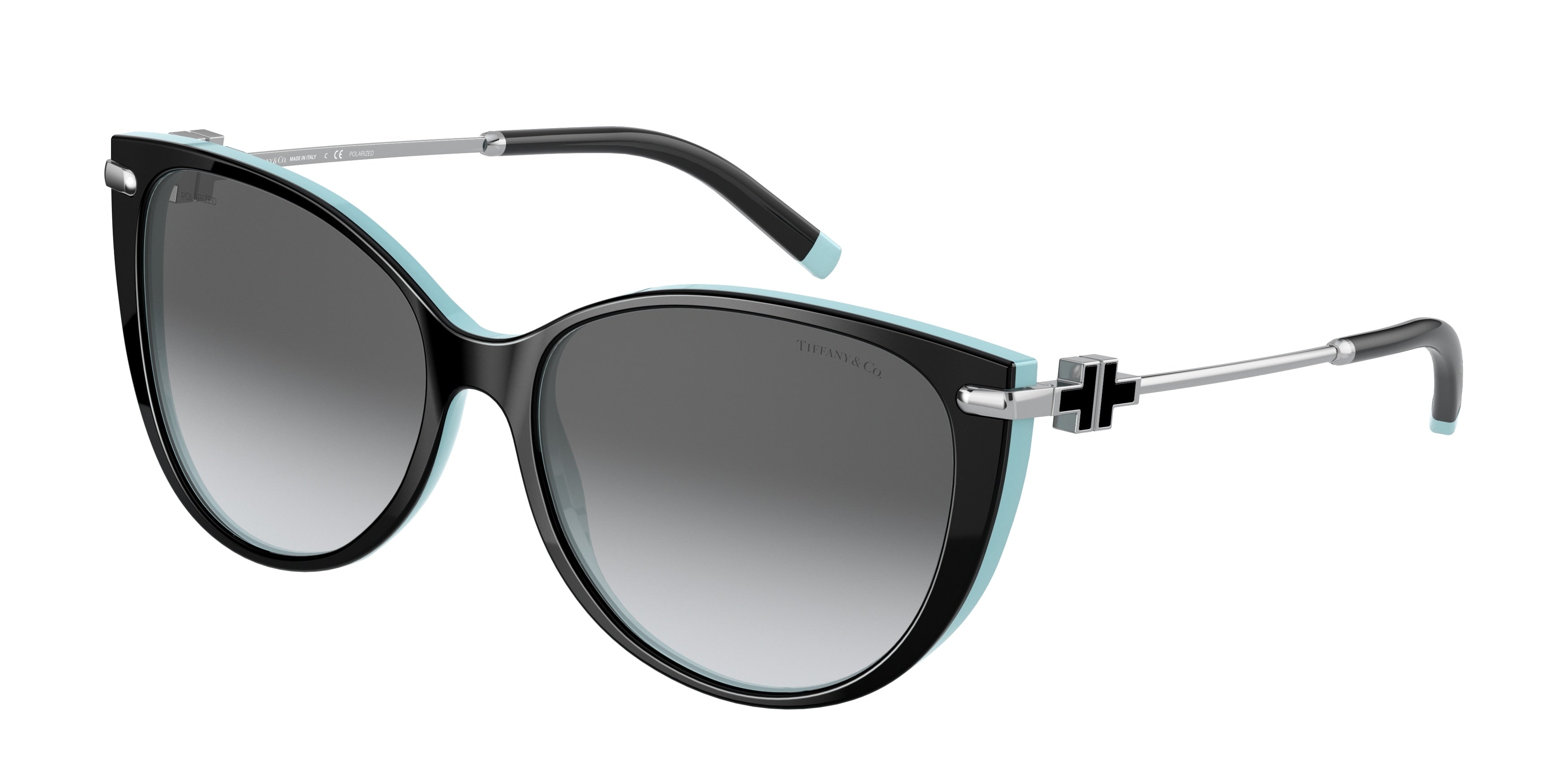 Tiffany TF4178 Cat Eye Sunglasses 8055T3-Black On Tiffany Blue 57-140-16 - Color Map Black