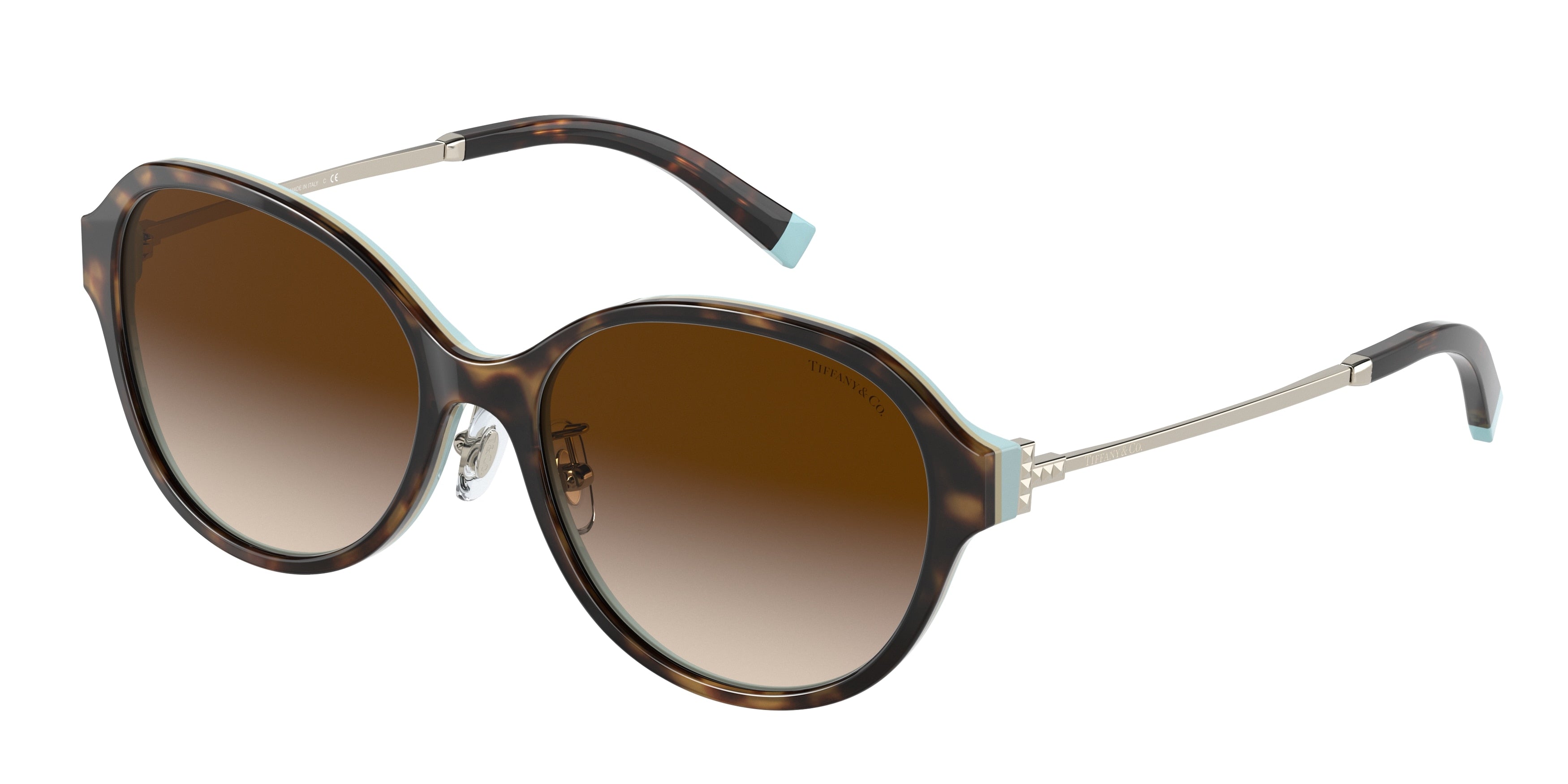 Tiffany TF4181D Round Sunglasses 81343B-Havana On Tiffany Blue 56-140-17 - Color Map Brown