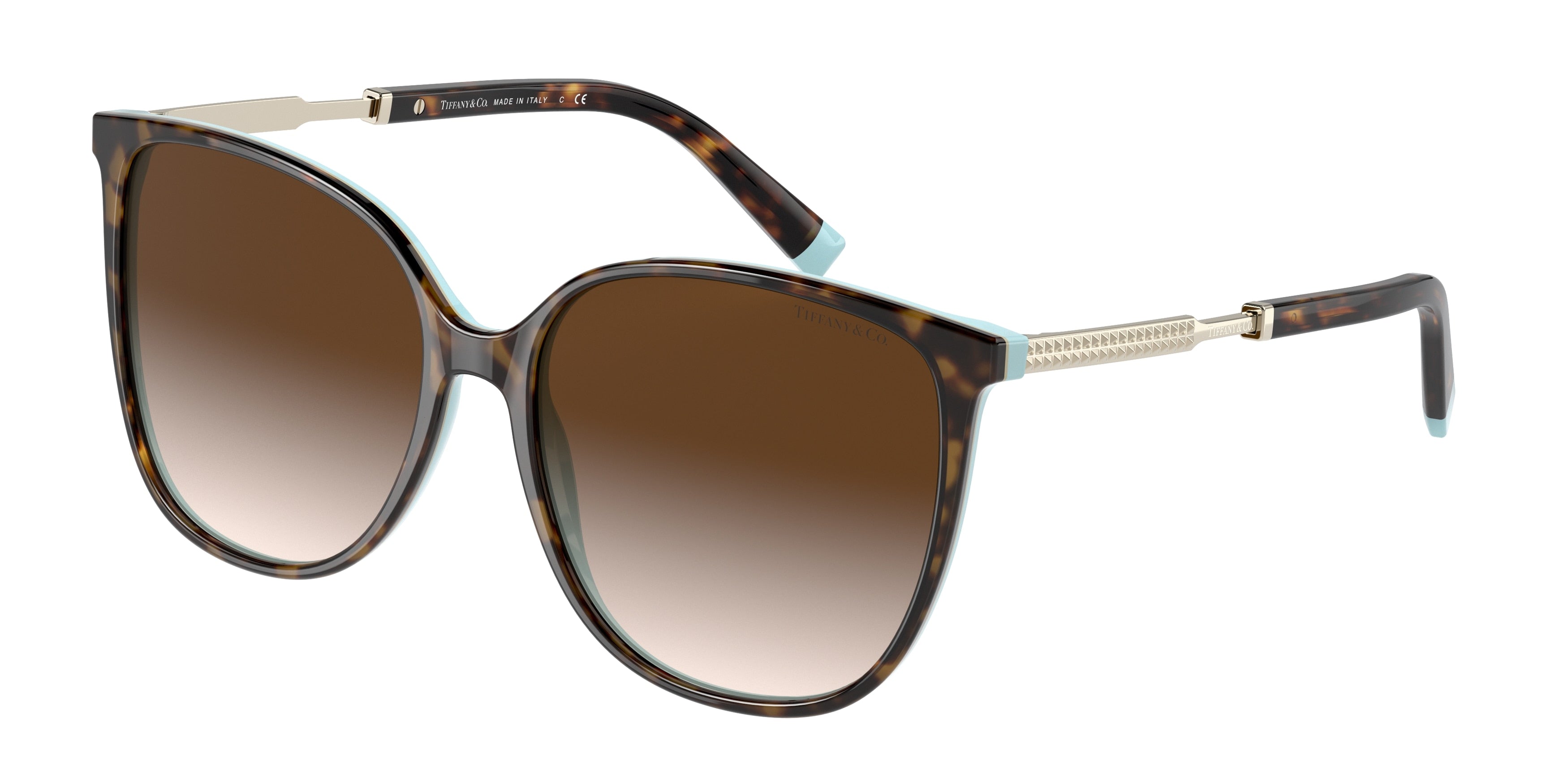 Tiffany TF4184 Square Sunglasses  81343B-Havana On Tiffany Blue 57-145-16 - Color Map Brown