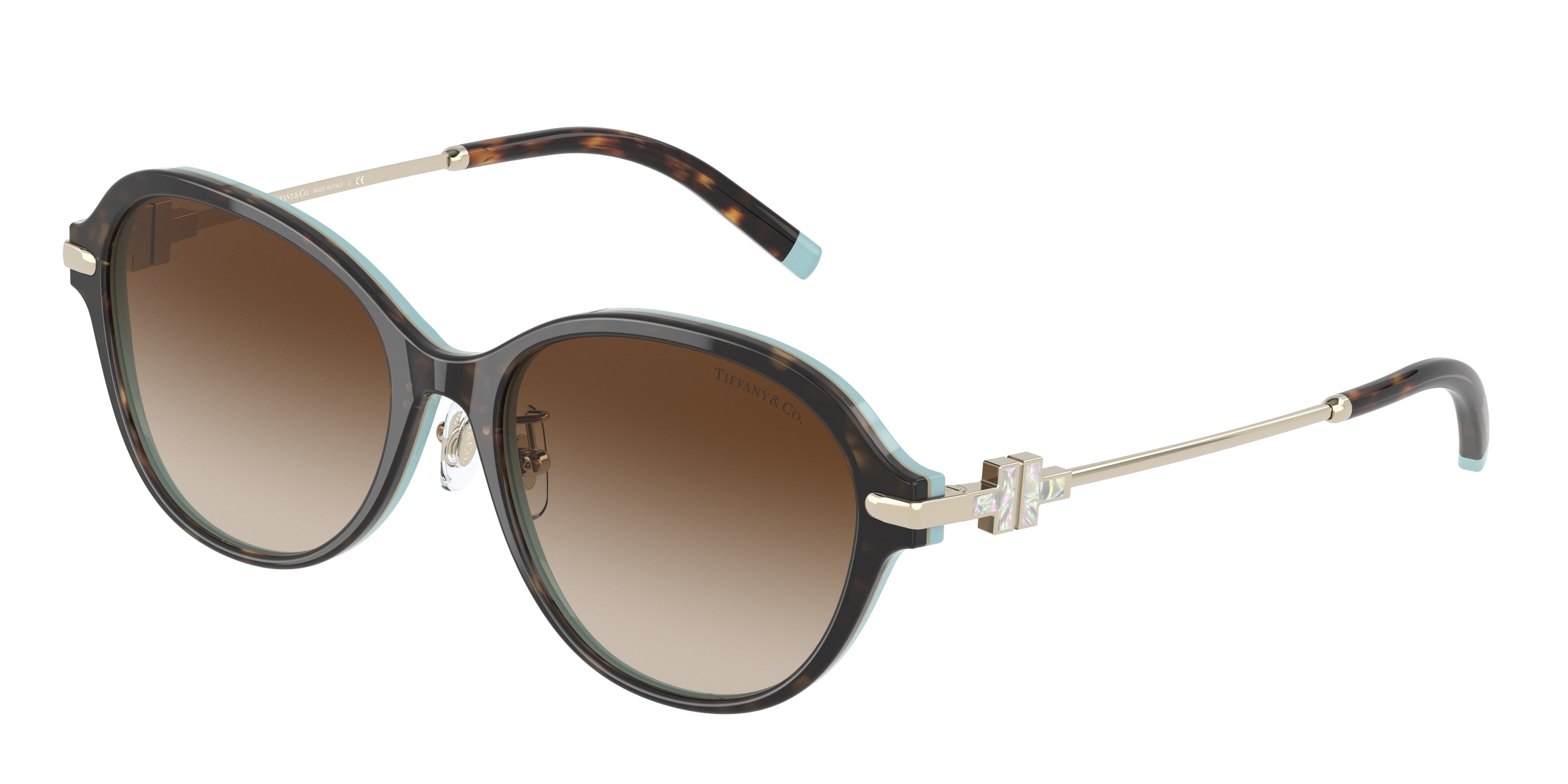 Tiffany TF4188D Oval Sunglasses 81343B-Havana On Tiffany Blue 55-140-17 - Color Map Brown