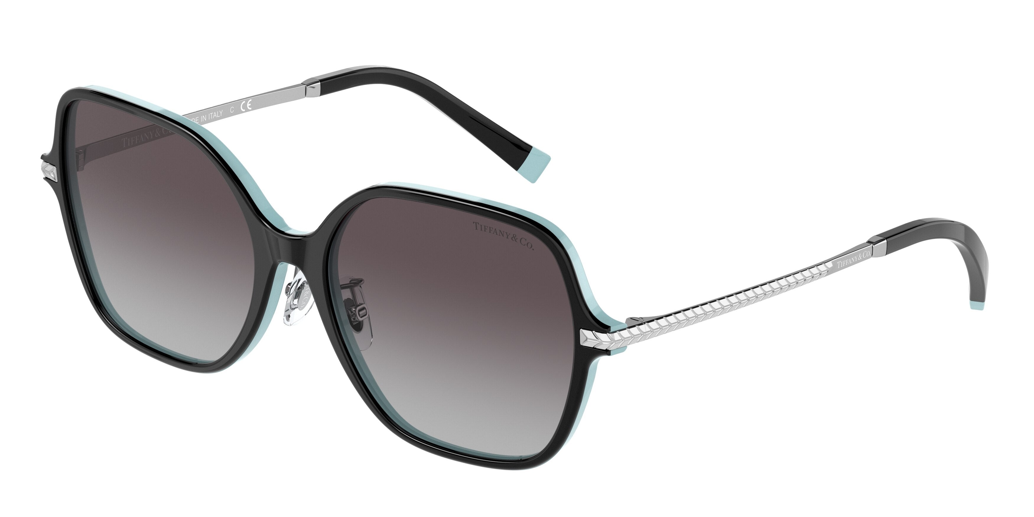 Tiffany TF4191F Pillow Sunglasses 80553C-Black On Tiffany Blue 57-140-17 - Color Map Black