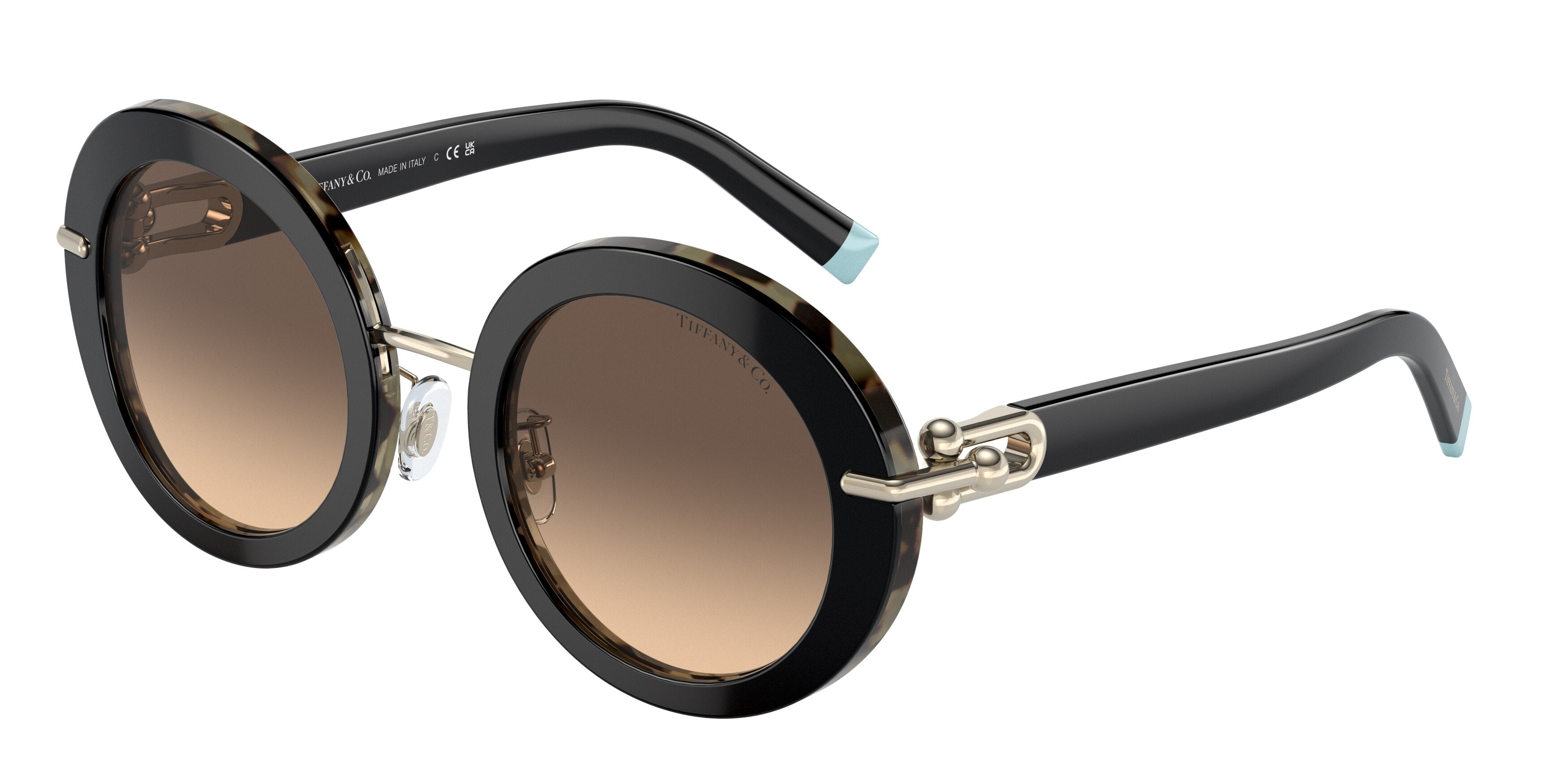 Tiffany TF4201 Round Sunglasses 82562Q-Black On Yellow Havana 50-140-24 - Color Map Black