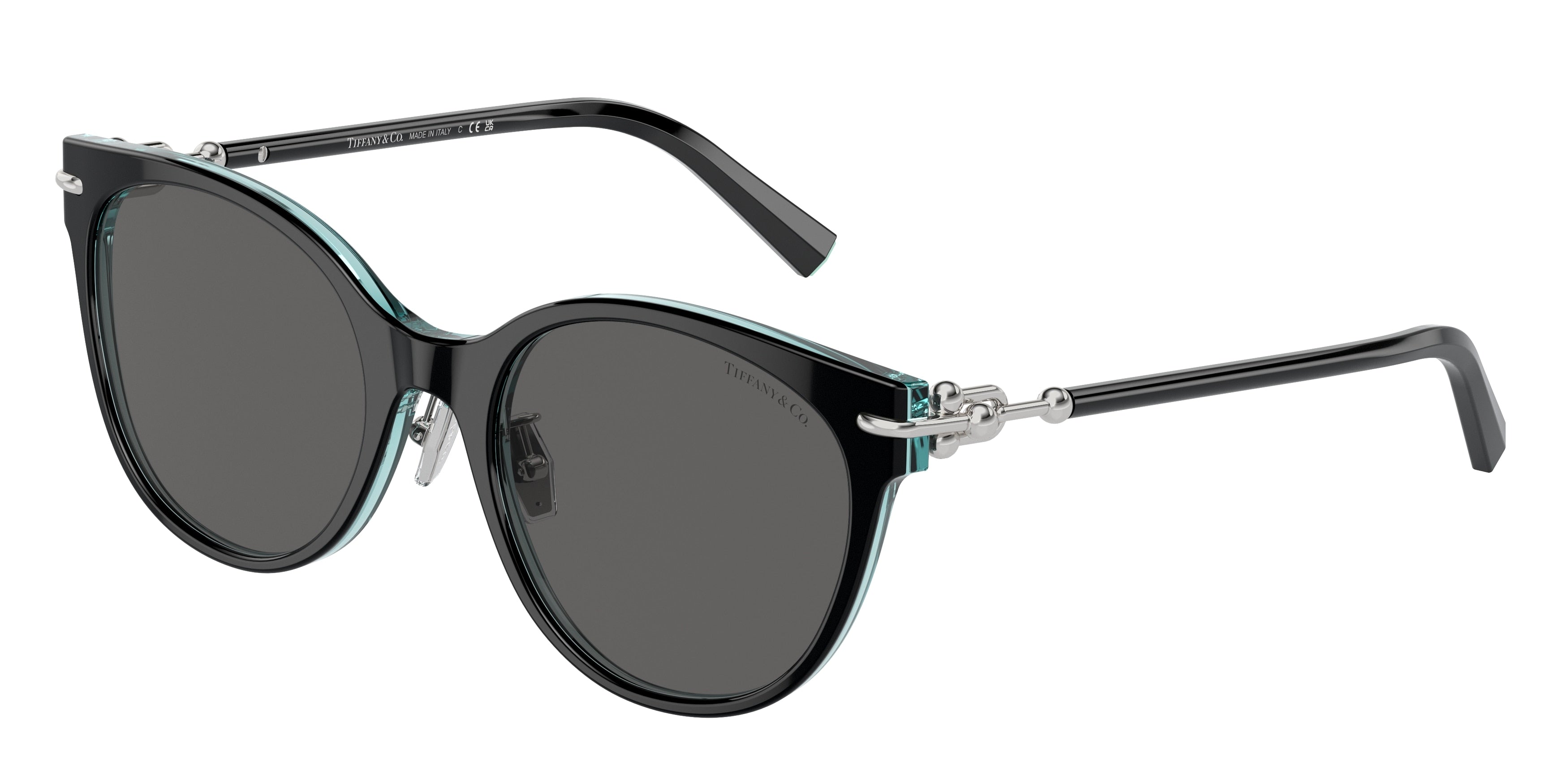 Tiffany TF4223D Cat Eye Sunglasses 8285S4-Black On Crystal Tiffany Blue 54-140-20 - Color Map Black