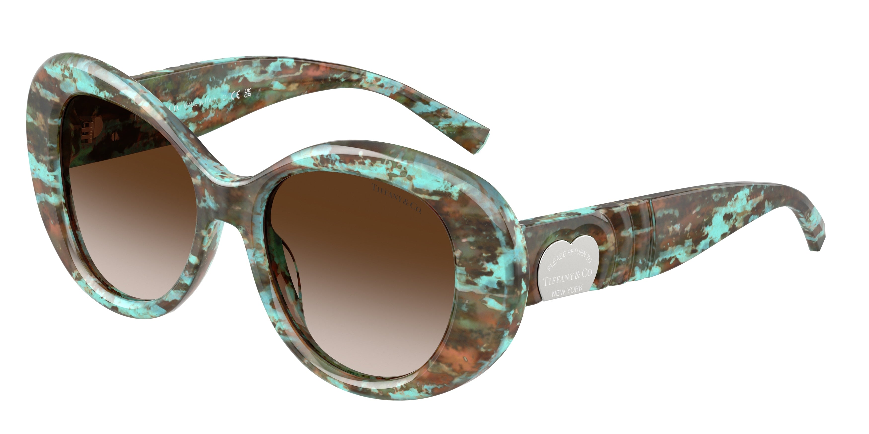 Tiffany TF4228 Round Sunglasses 84223B-Havana Tiffany Blue 52-140-18 - Color Map Tortoise
