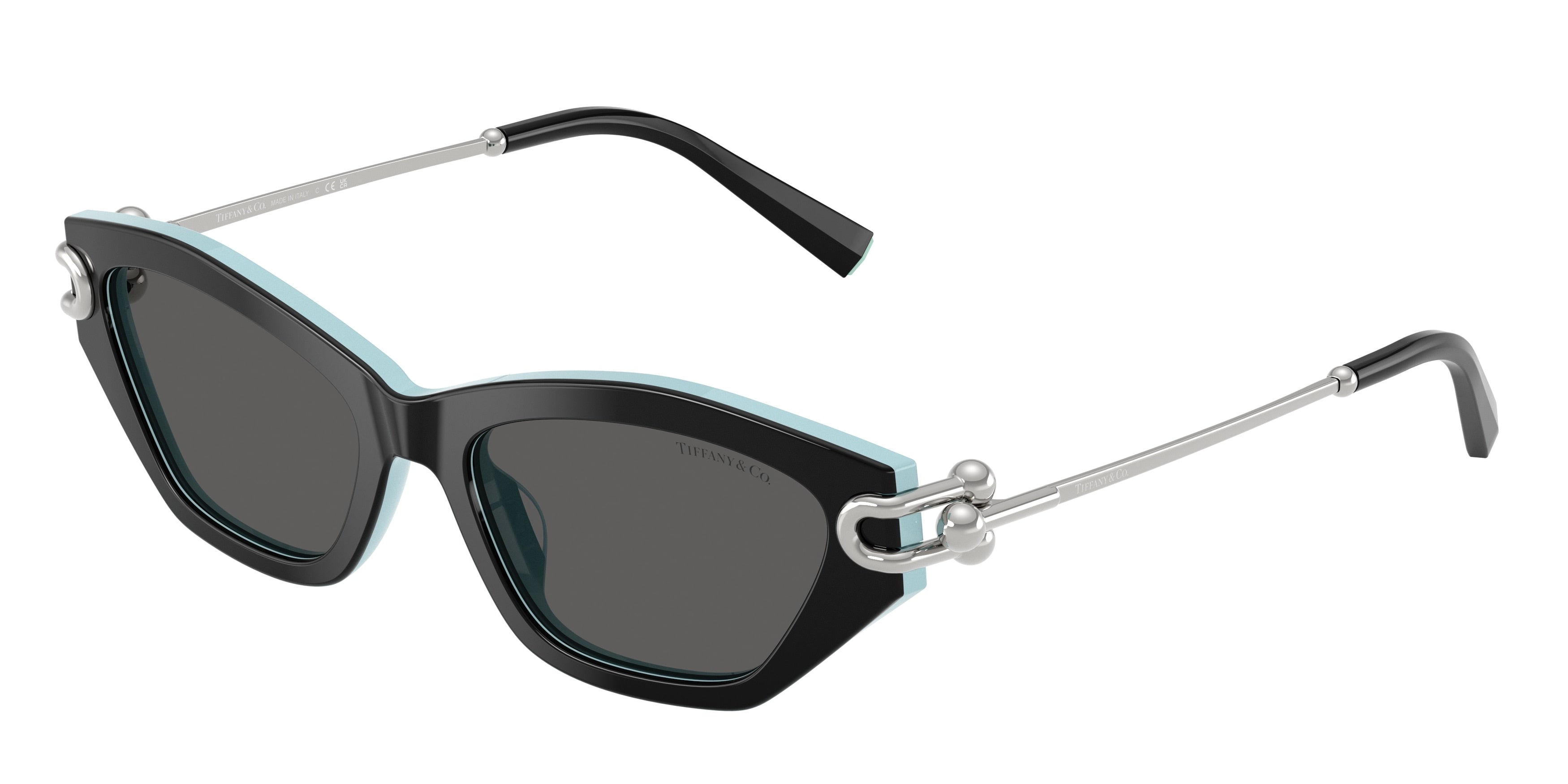 Tiffany TF4231U Cat Eye Sunglasses 8055S4-Black On Tiffany Blue 53-140-17 - Color Map Black