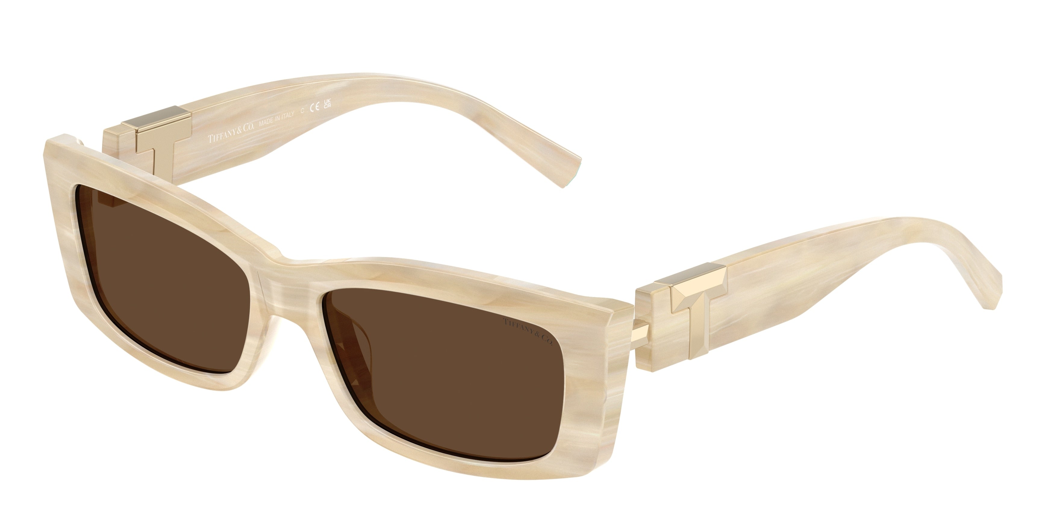 Tiffany TF4240U Rectangle Sunglasses 84313G-Striped Ivory 54-140-16 - Color Map Beige