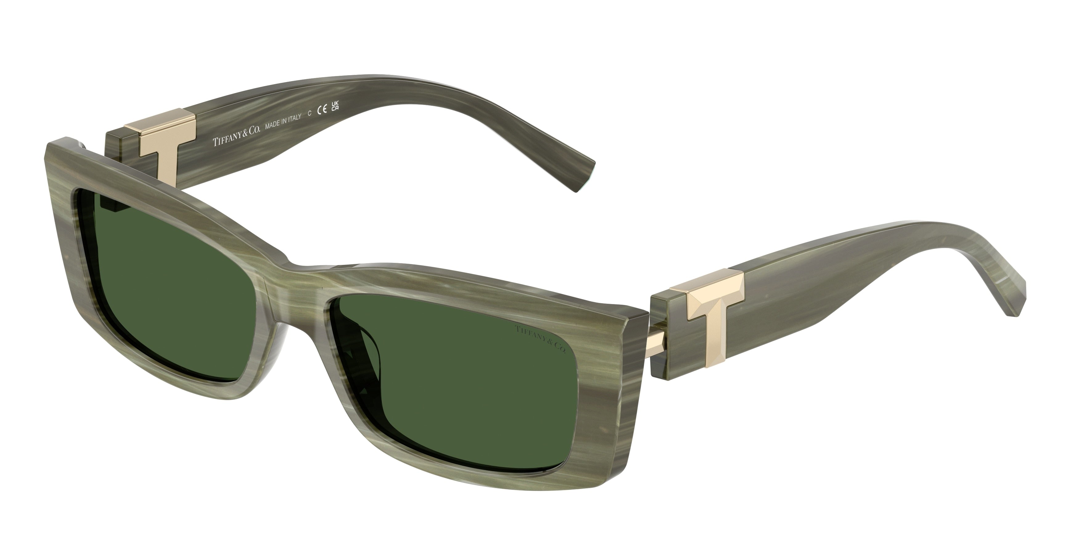 Tiffany TF4240U Rectangle Sunglasses 843371-Striped Khaki 54-140-16 - Color Map Green