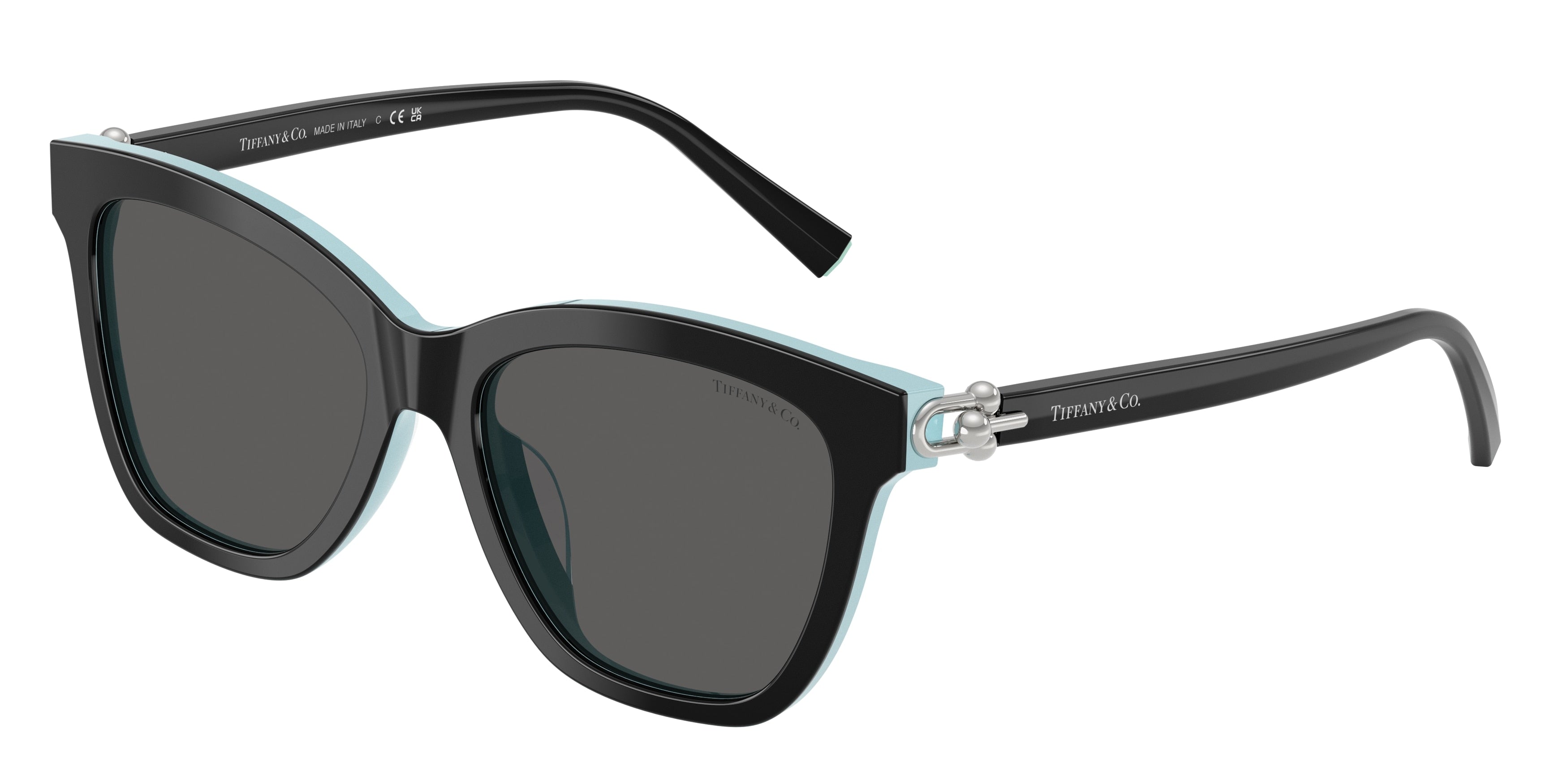 Tiffany TF4241D Square Sunglasses 8055S4-Black On Tiffany Blue 54-140-17 - Color Map Black