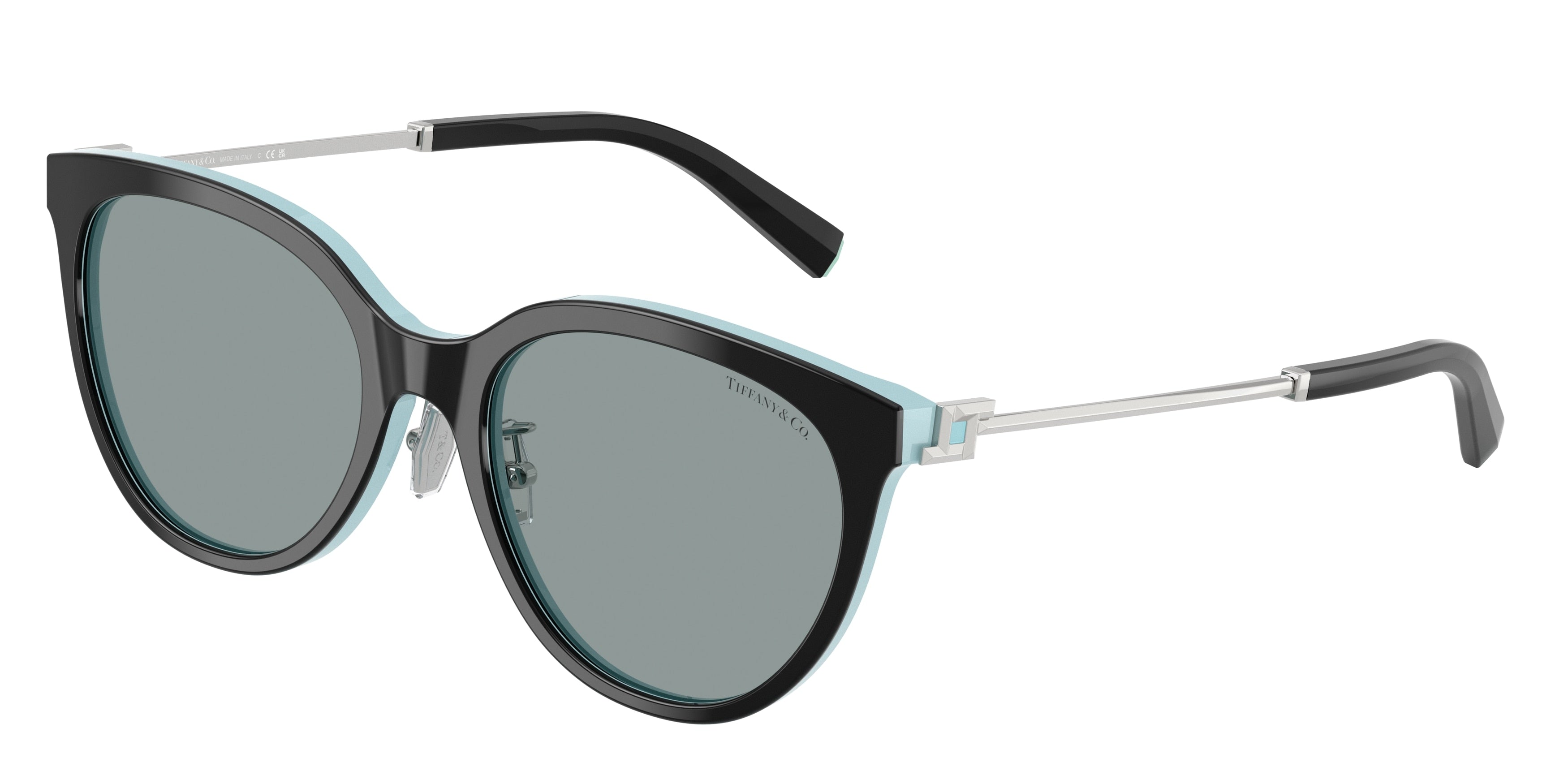 Tiffany TF4243D Round Sunglasses 8055/1-Black On Tiffany Blue 55-145-19 - Color Map Black
