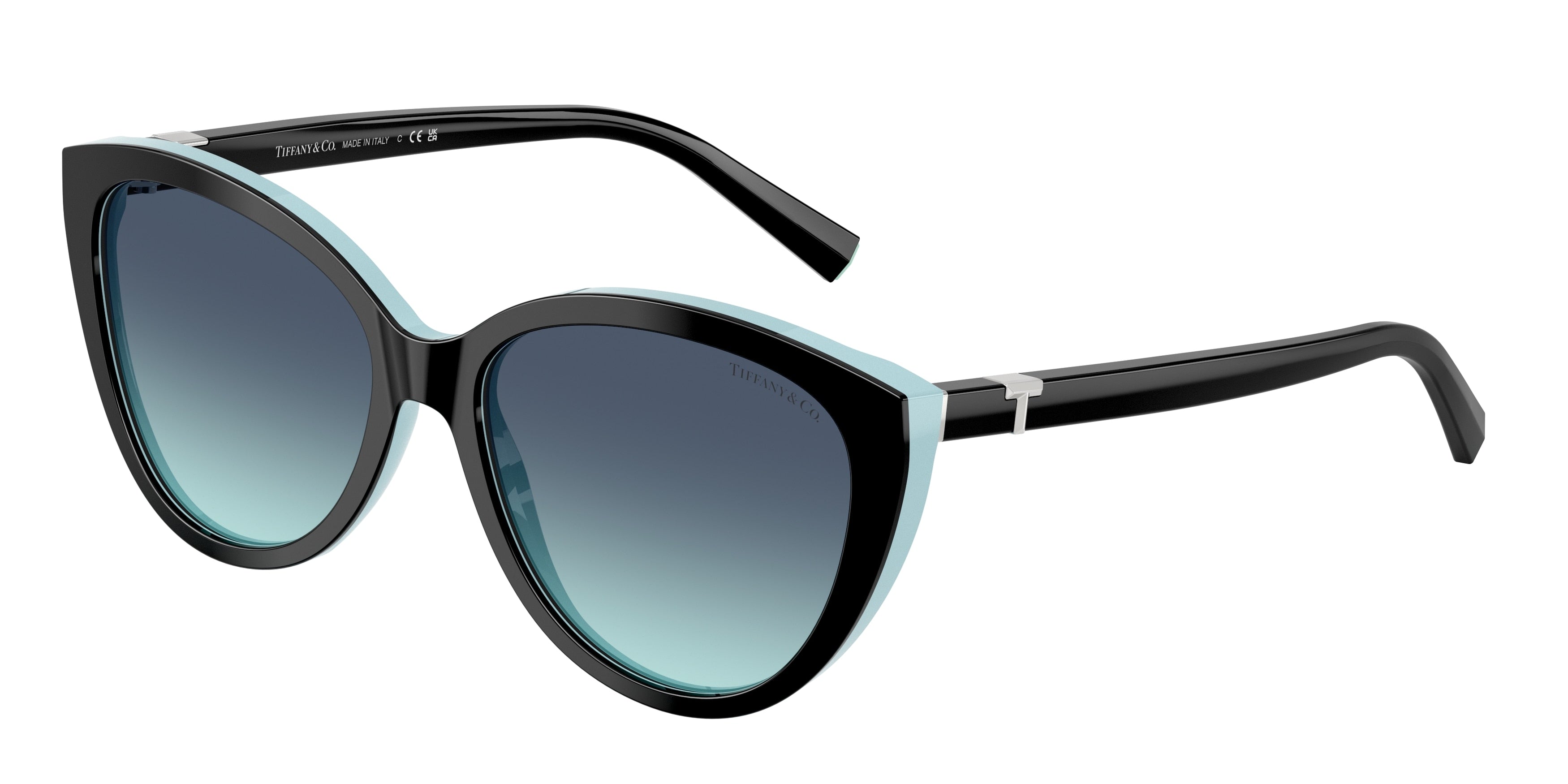 Tiffany TF4251F Cat Eye Sunglasses 80559S-Black On Tiffany Blue 56-140-16 - Color Map Black