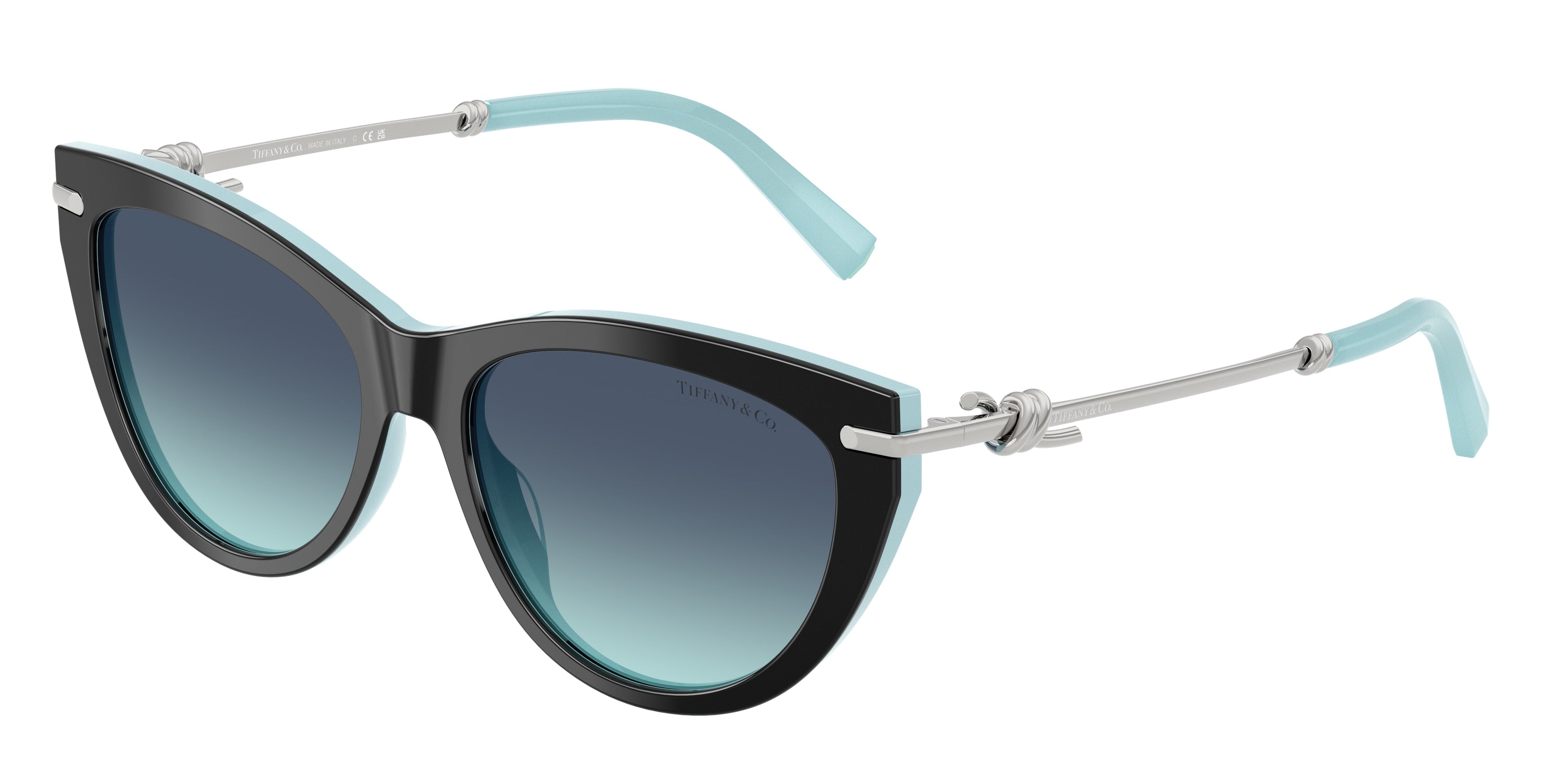 Tiffany TF4253 Cat Eye Sunglasses  80559S-Black On Tiffany Blue 55-145-16 - Color Map Black