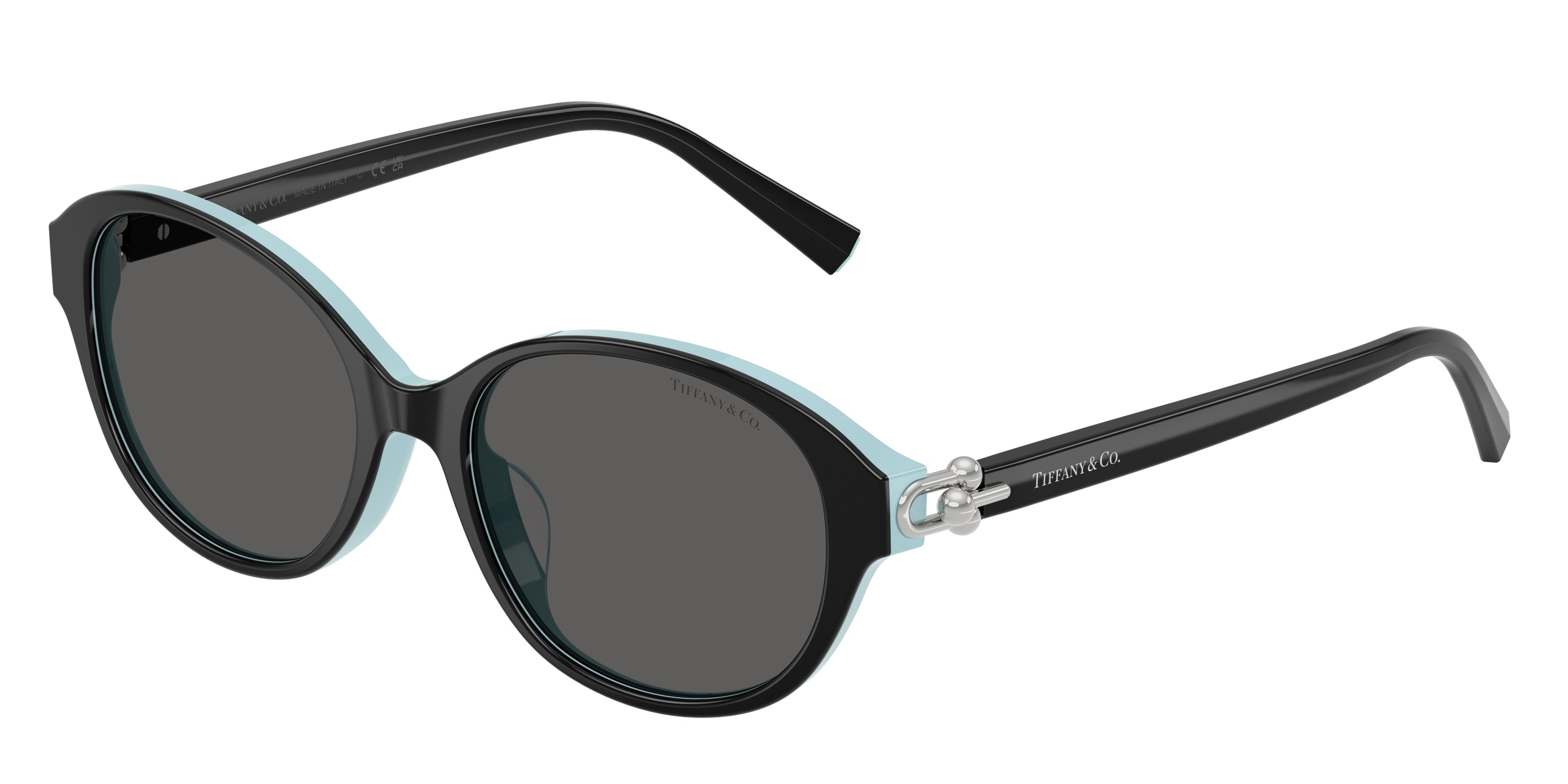 Tiffany TF4263D Round Sunglasses 8055S4-Black On Tiffany Blue 54-140-17 - Color Map Black