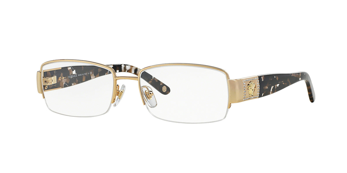 Versace VE1175B Rectangle Eyeglasses 1002-Gold 53-135-17 - Color Map Gold