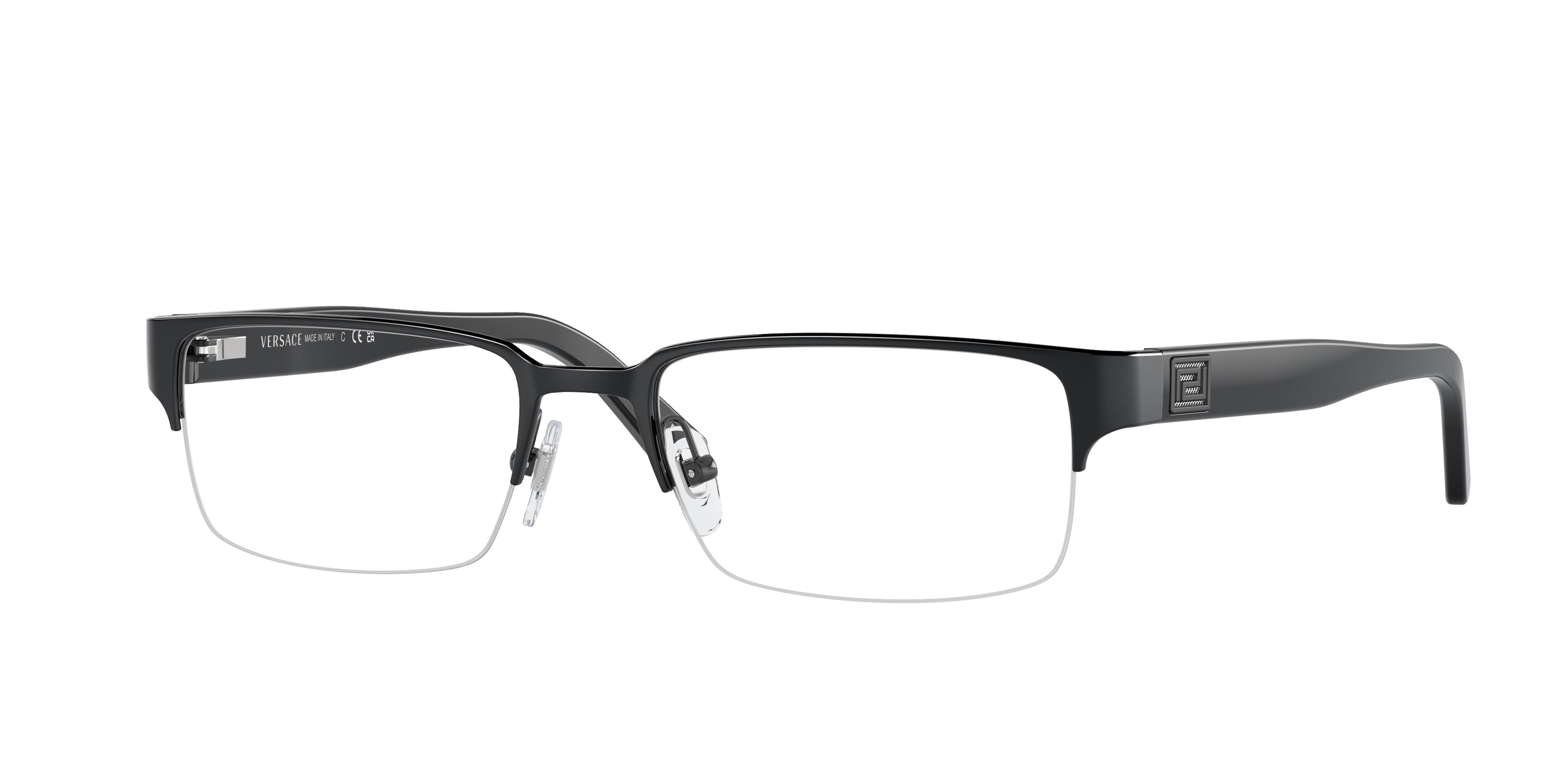 Versace VE1184 Rectangle Eyeglasses 1261-Matte Black 53-140-18 - Color Map Black