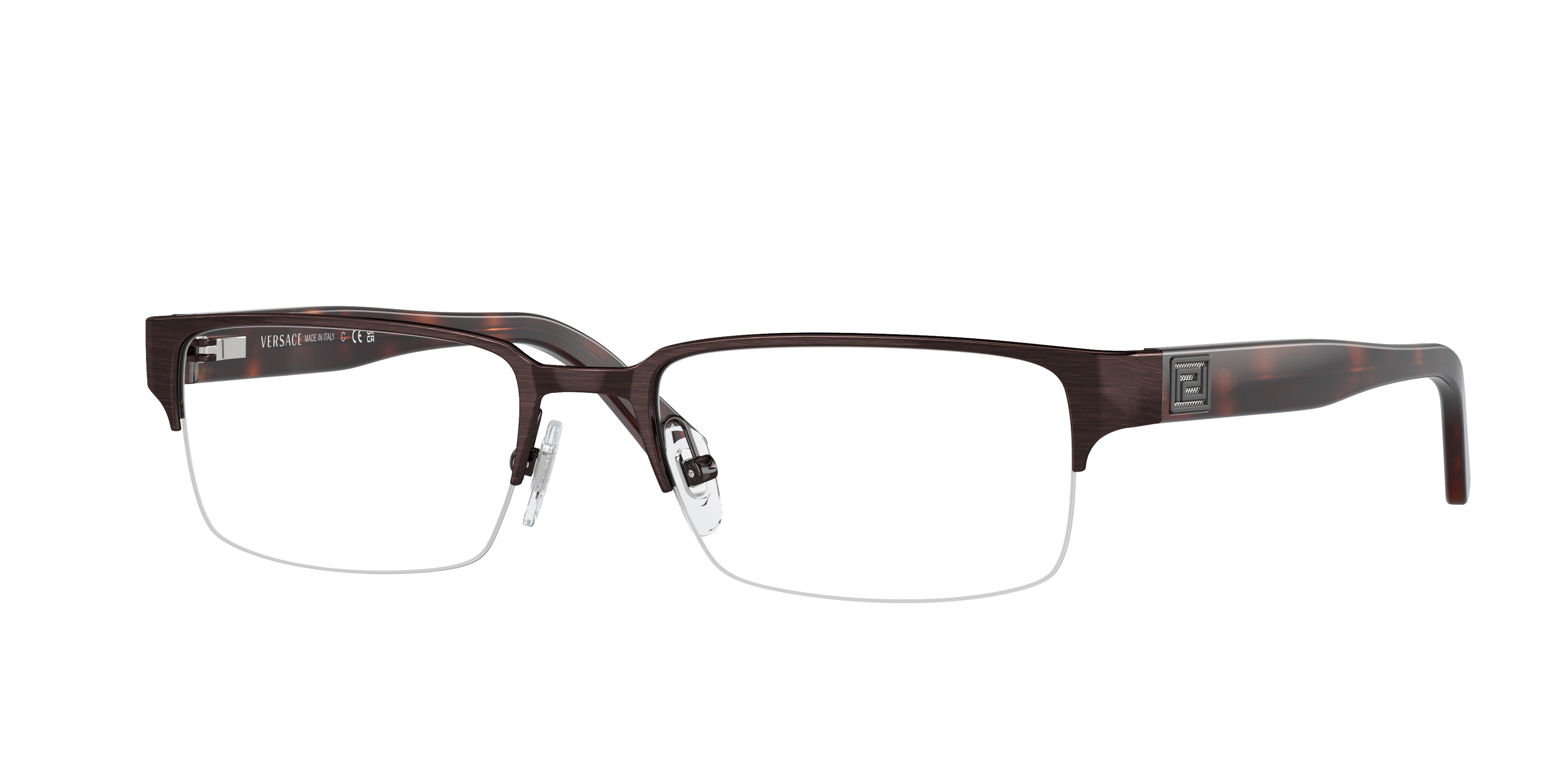 Versace VE1184 Rectangle Eyeglasses 1269-Brown 53-140-18 - Color Map Brown