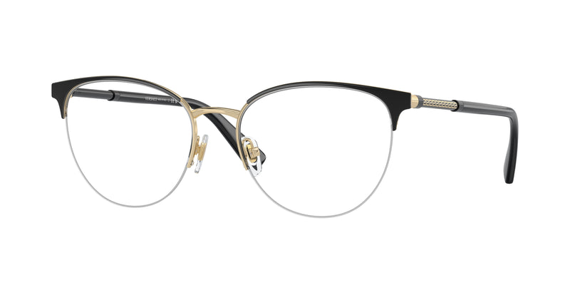 Versace VE1247 Phantos Eyeglasses 1252-Black/Pale Gold 52-140-17 - Color Map Black
