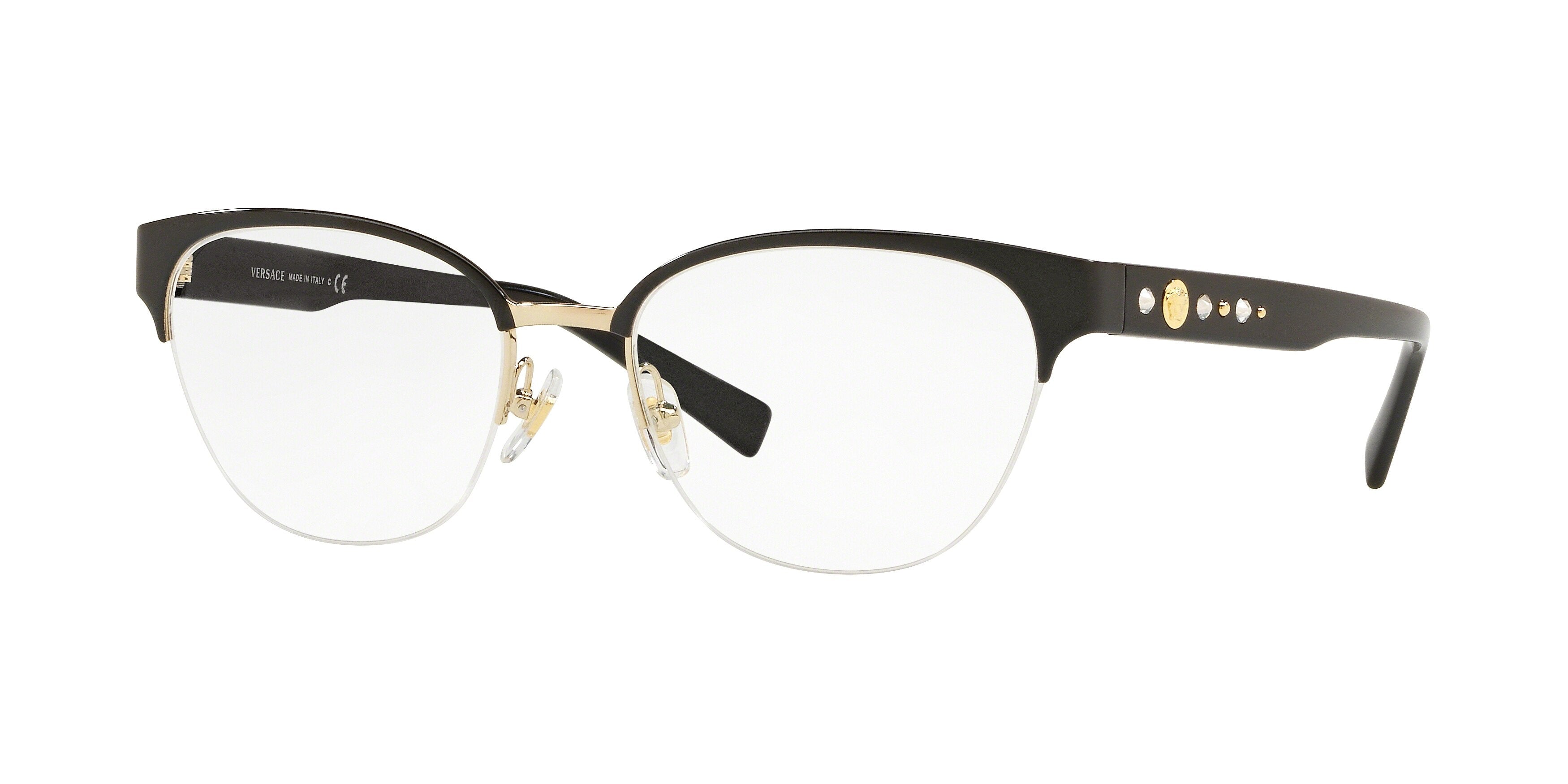 Versace VE1255B Butterfly Eyeglasses 1433-Black/Gold 52-140-18 - Color Map Black