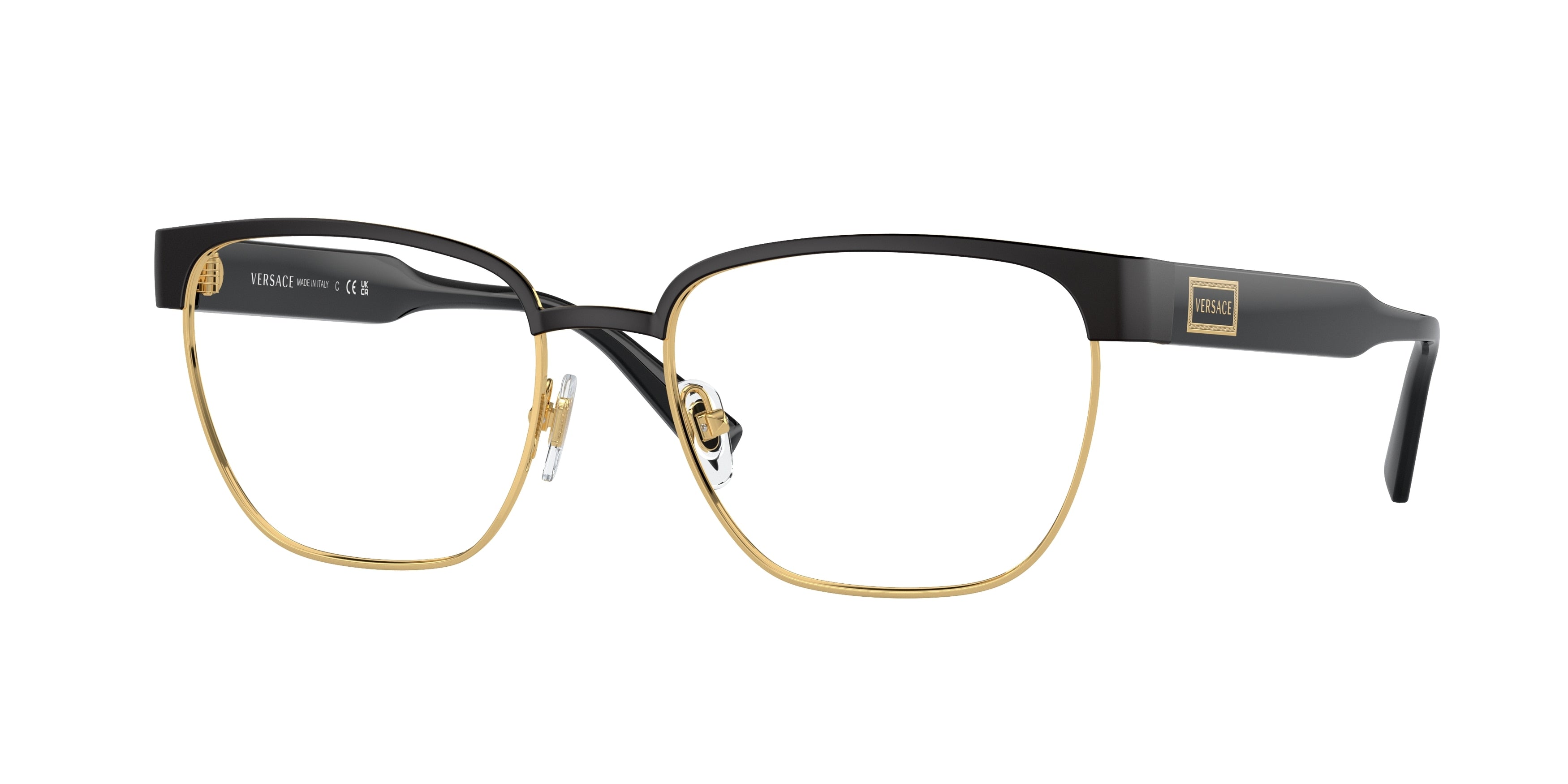 Versace VE1264 Pillow Eyeglasses 1436-Black/Gold 56-150-18 - Color Map Black
