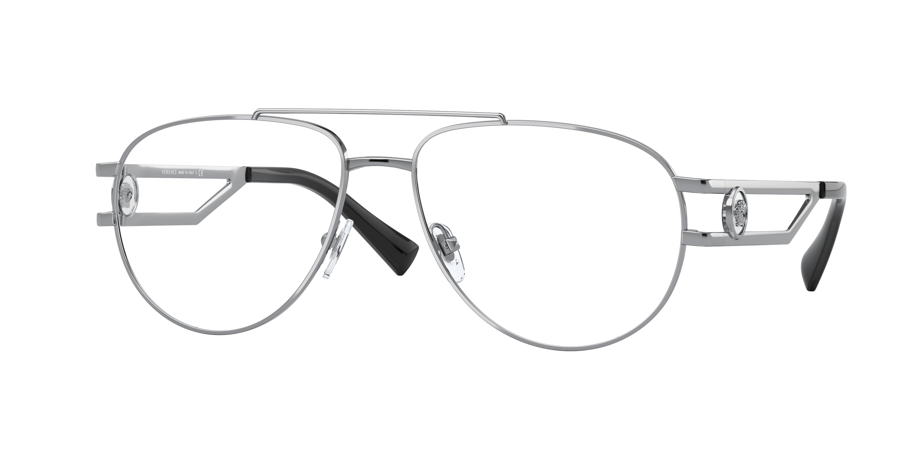 Versace VE1269 Pilot Eyeglasses 1000-Silver 55-140-16 - Color Map Silver