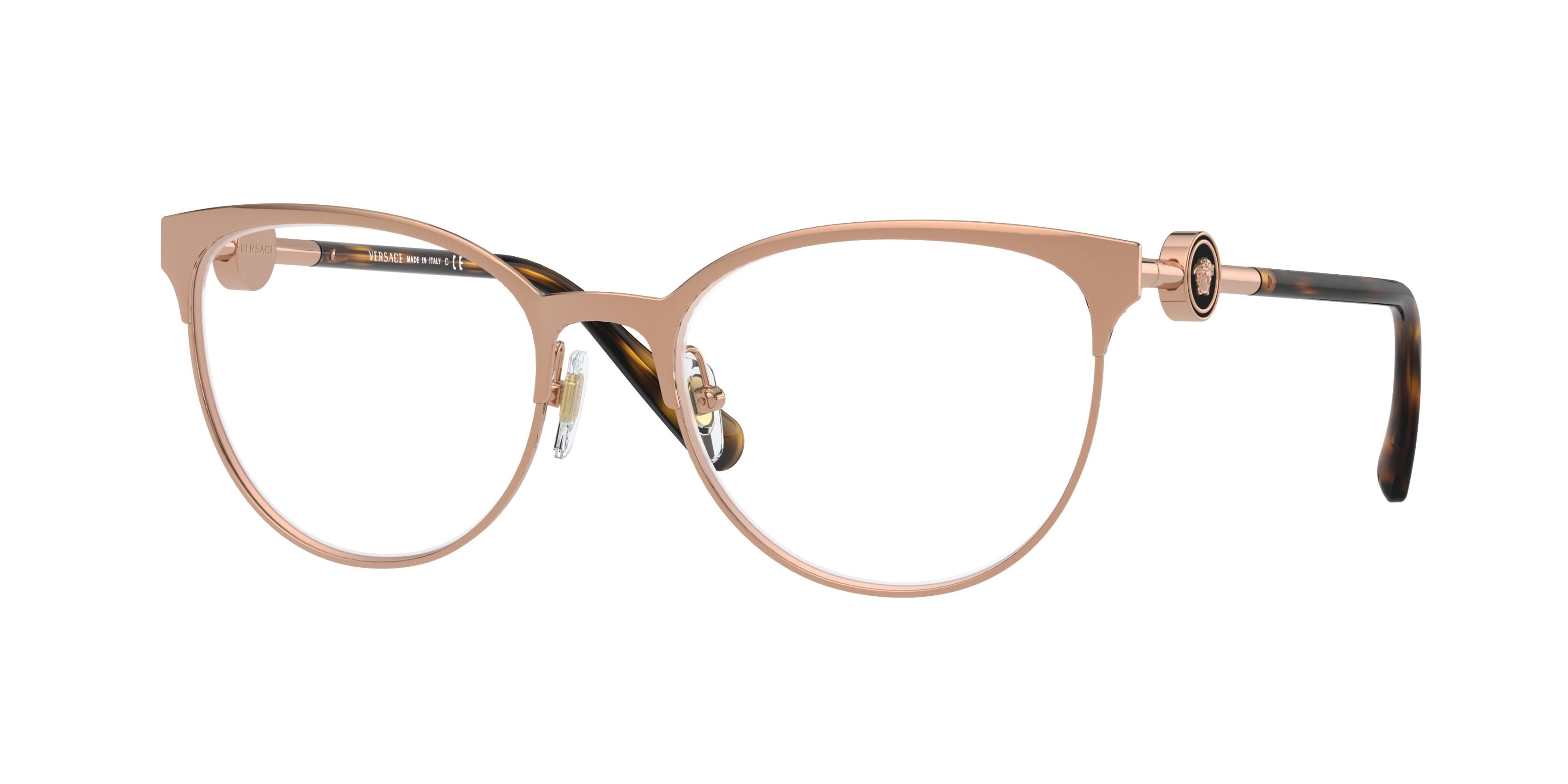 Versace VE1271 Cat Eye Eyeglasses  1412-Pink Gold 54-140-18 - Color Map Pink
