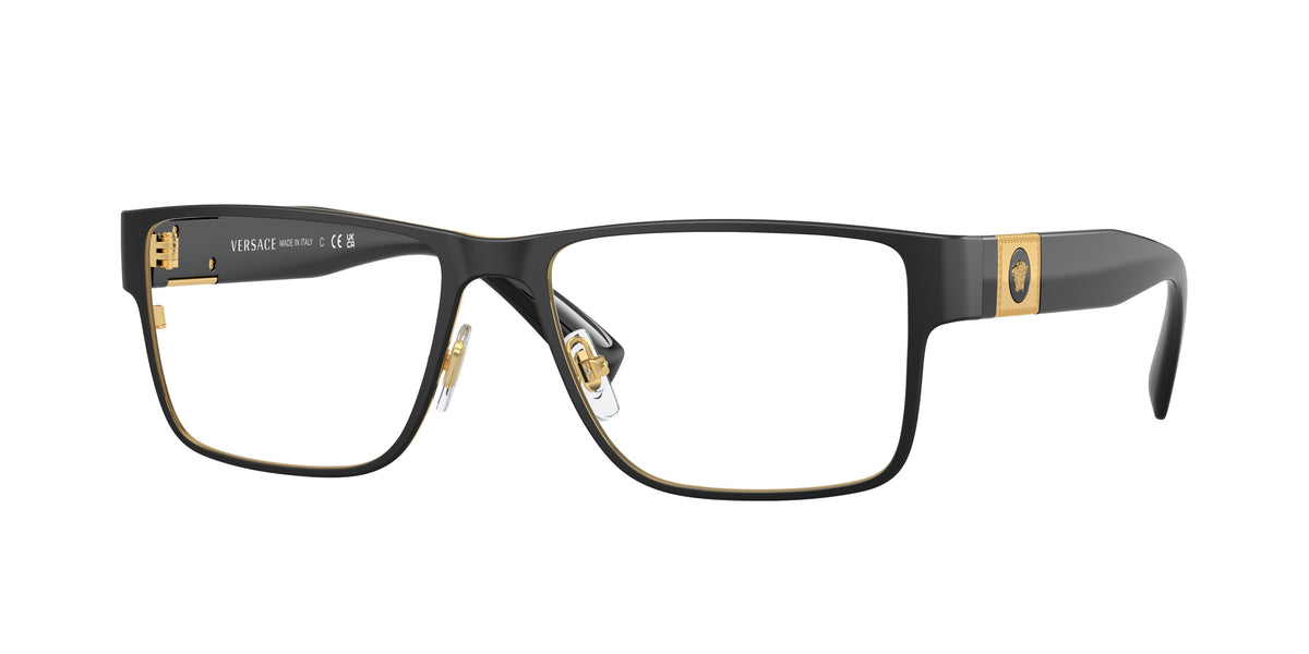Versace VE1274 Rectangle Eyeglasses 1436-Black 57-140-17 - Color Map Black