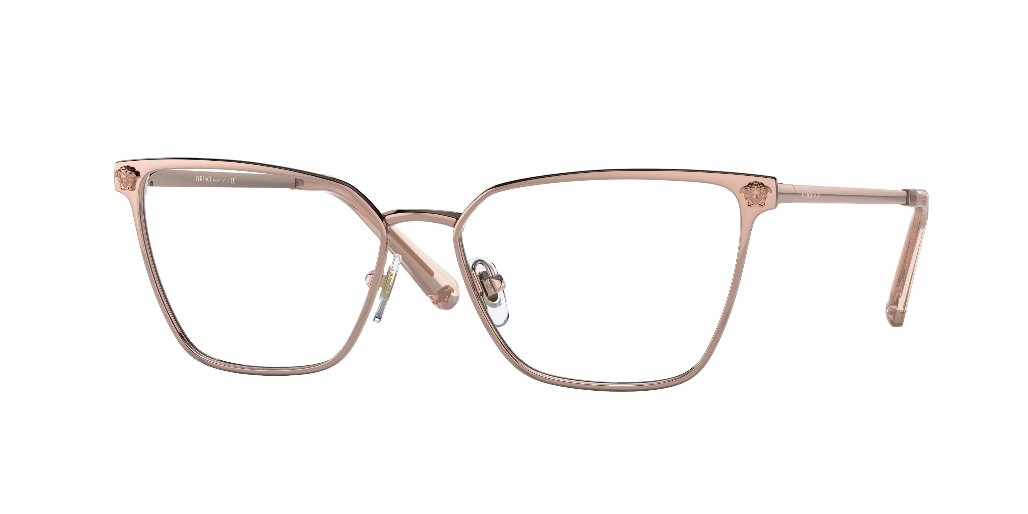 Versace VE1275 Pillow Eyeglasses 1412-Rose Gold 54-140-15 - Color Map Gold