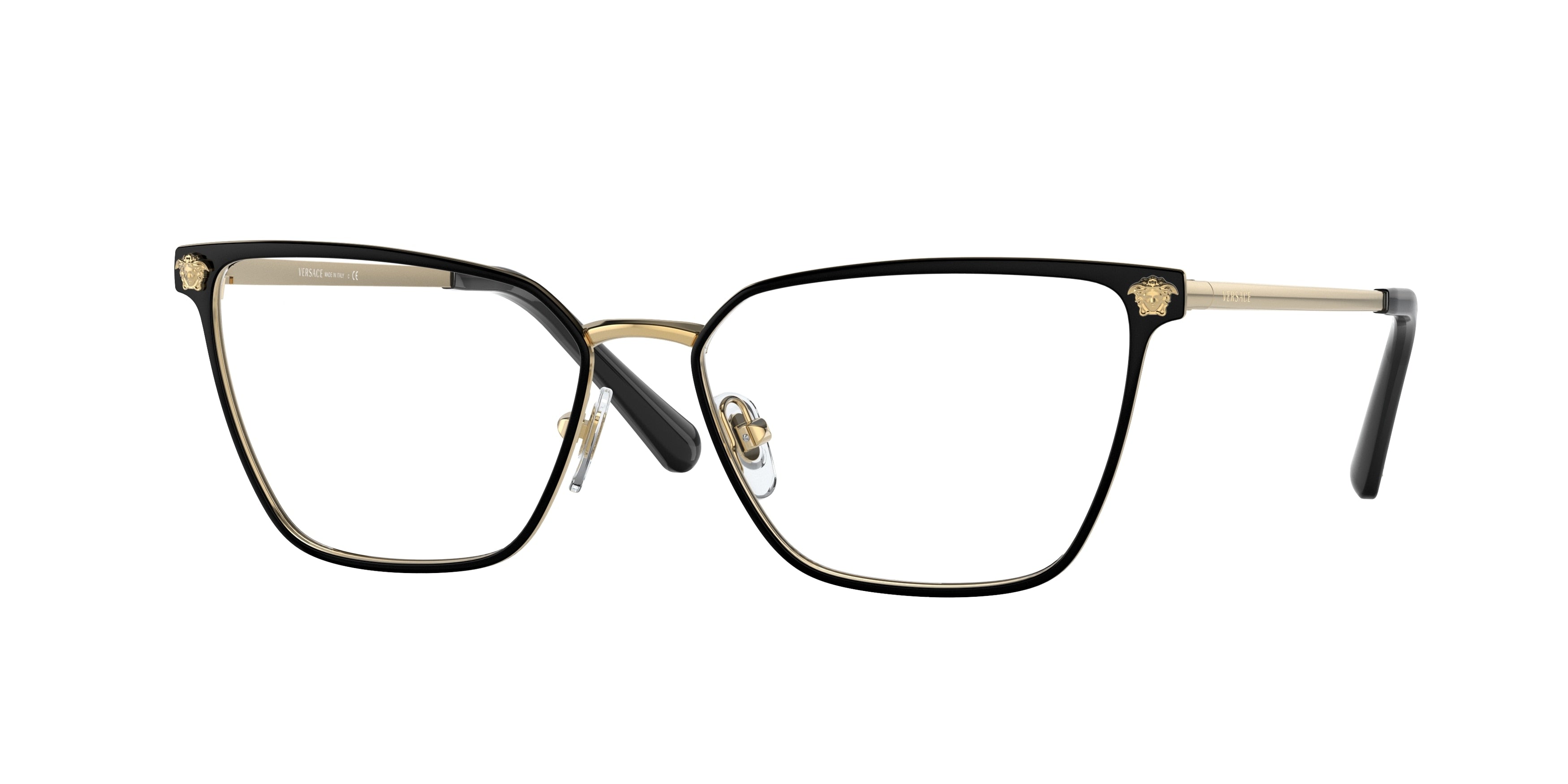 Versace VE1275 Pillow Eyeglasses 1433-Matte Black/Gold 54-140-15 - Color Map Black