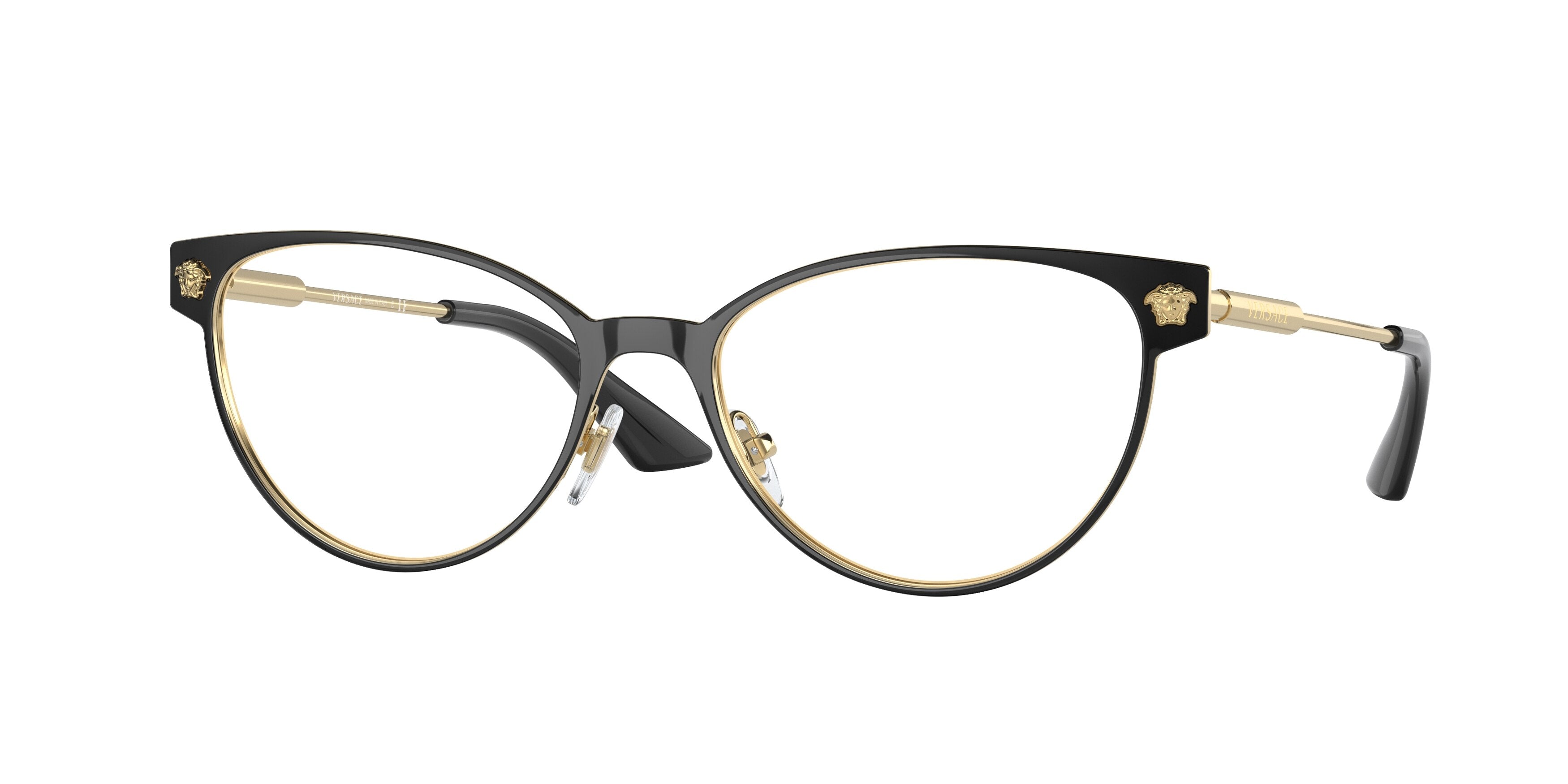 Versace VE1277 Irregular Eyeglasses 1433-Black/Gold 54-140-17 - Color Map Black