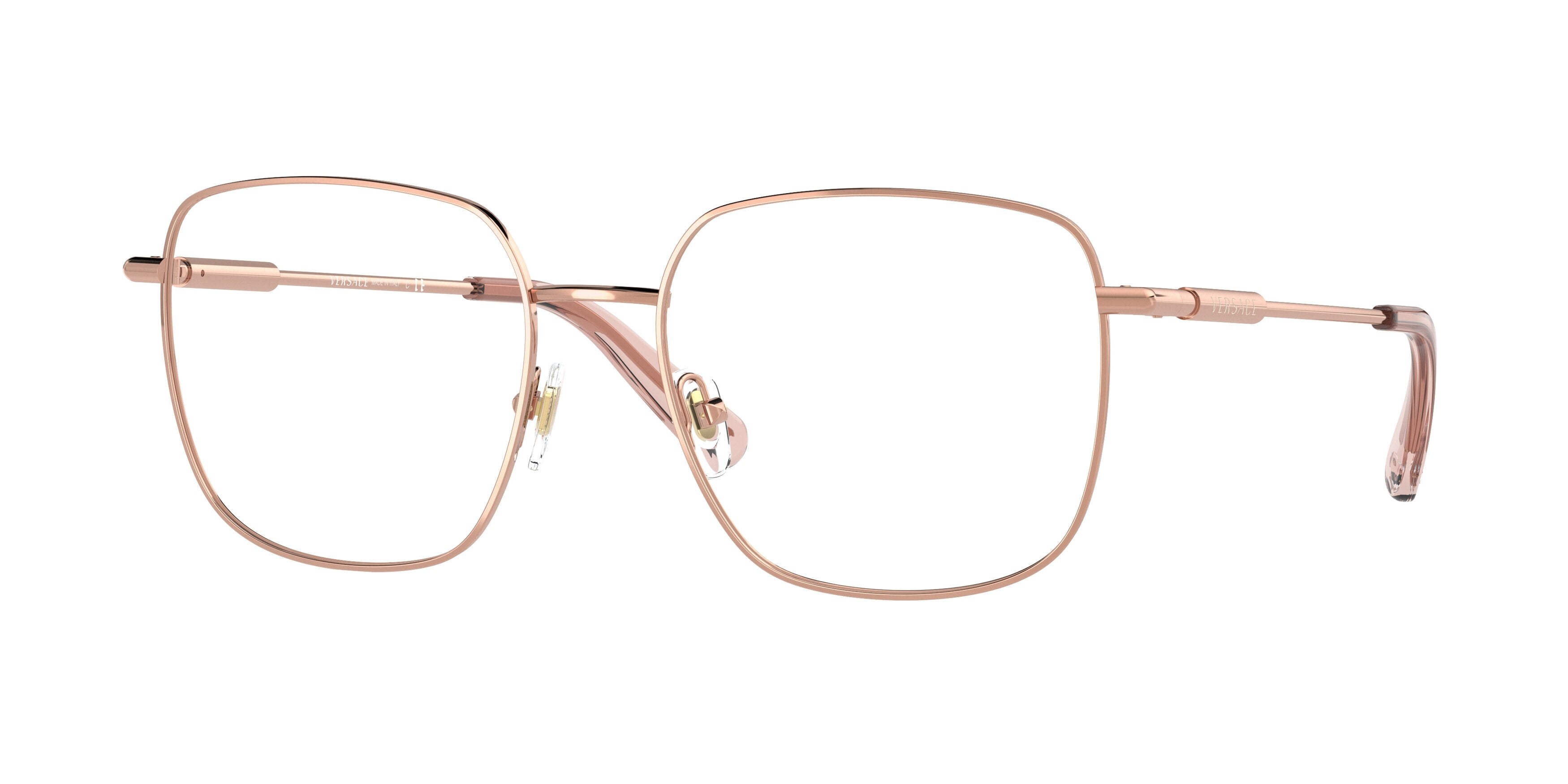 Versace VE1281 Square Eyeglasses  1412-Rose Gold 56-145-18 - Color Map Gold