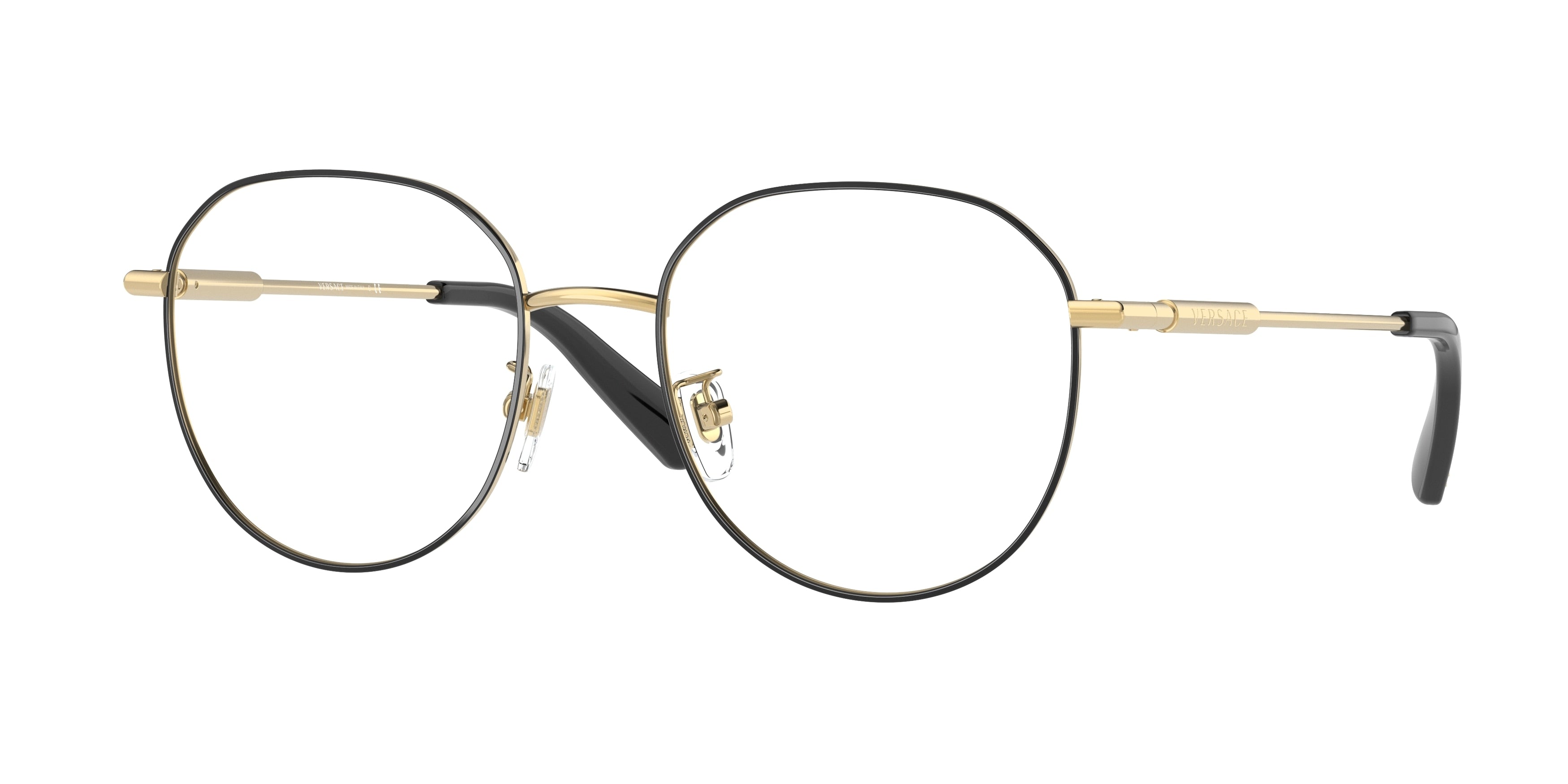 Versace VE1282D Phantos Eyeglasses 1433-Gold/Black 53-145-19 - Color Map Black