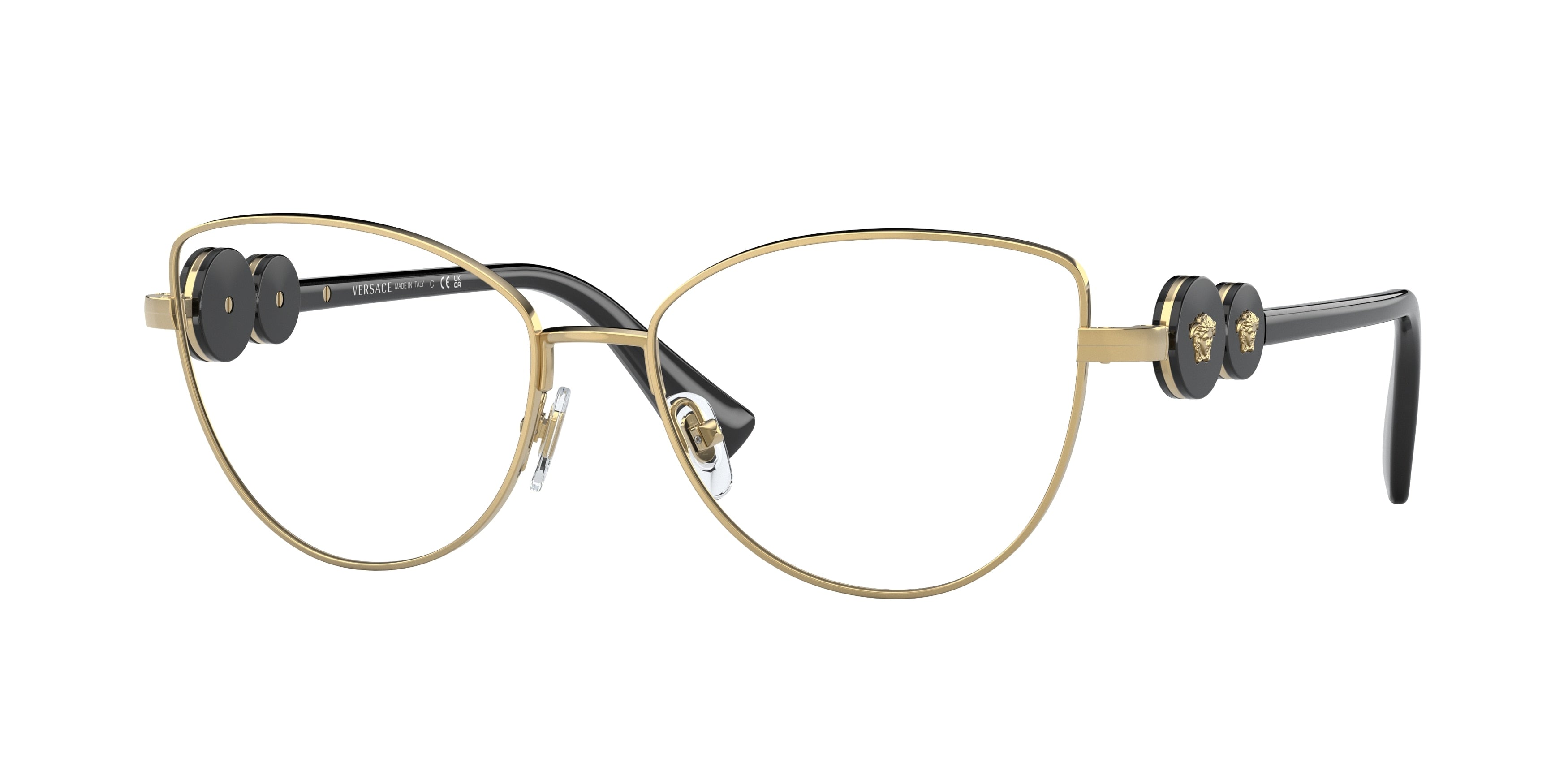 Versace VE1284 Cat Eye Eyeglasses 1002-Gold 55-145-16 - Color Map Gold