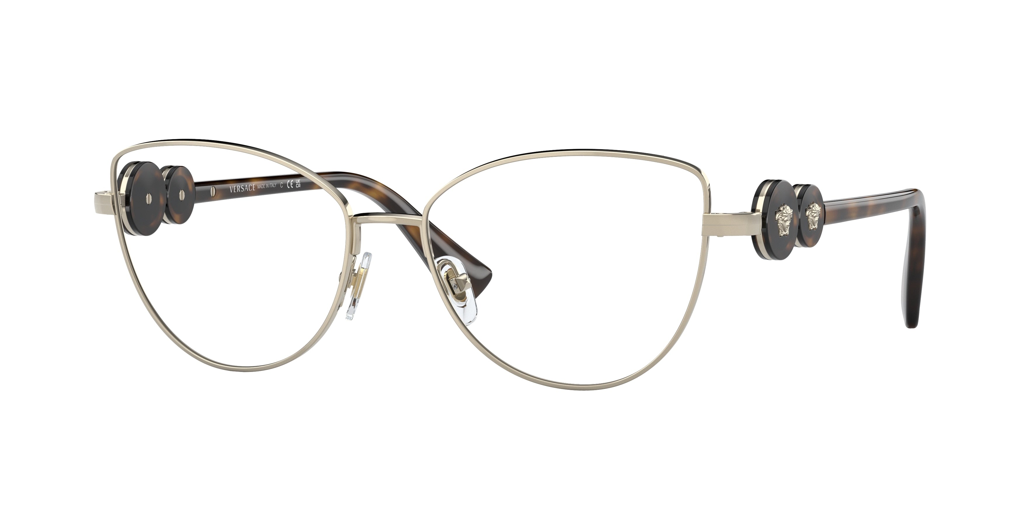 Versace VE1284 Cat Eye Eyeglasses 1489-Light Gold 53-145-16 - Color Map Gold