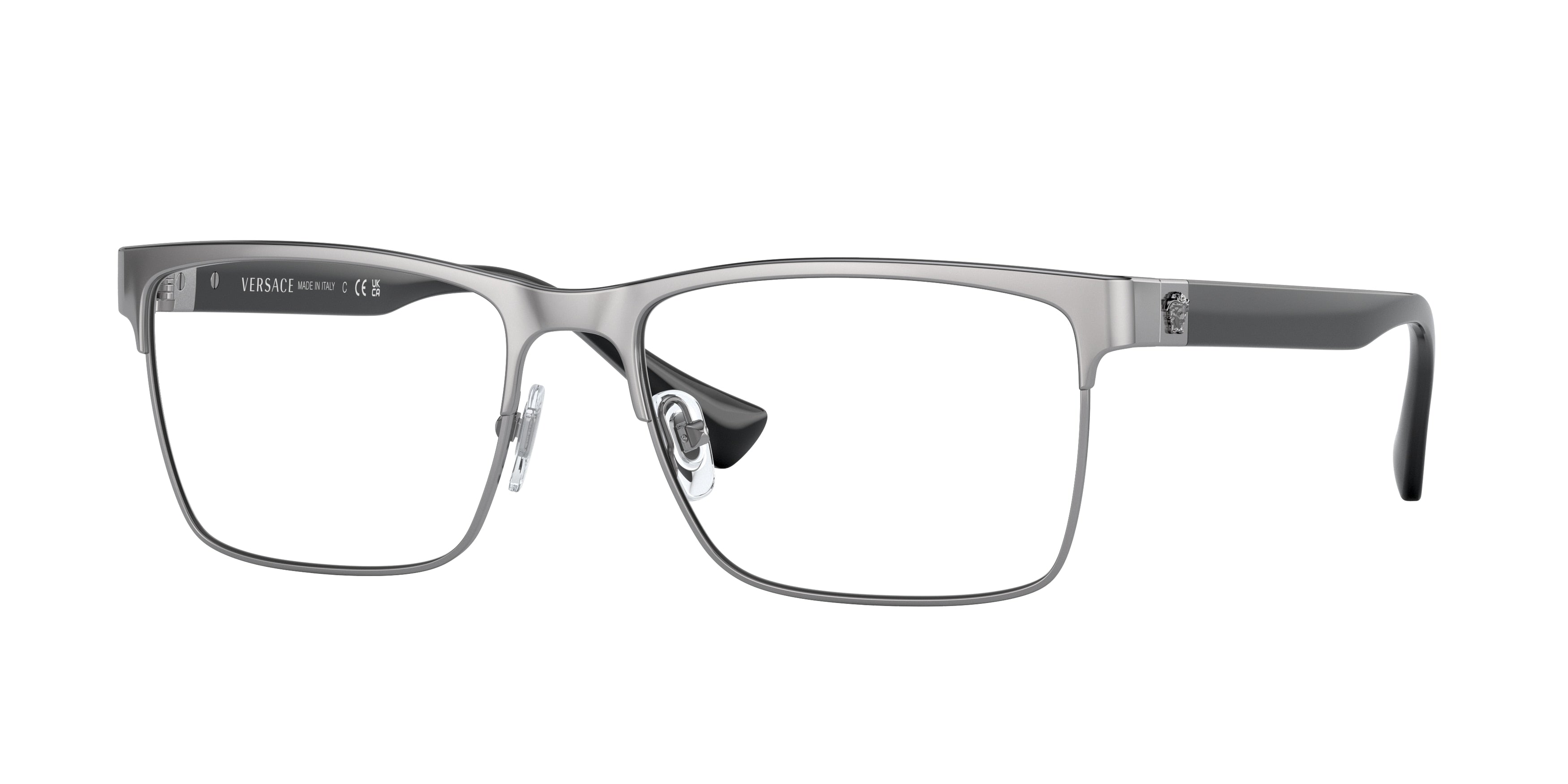 Versace VE1285 Rectangle Eyeglasses 1001-Gunmetal 58-150-17 - Color Map Grey