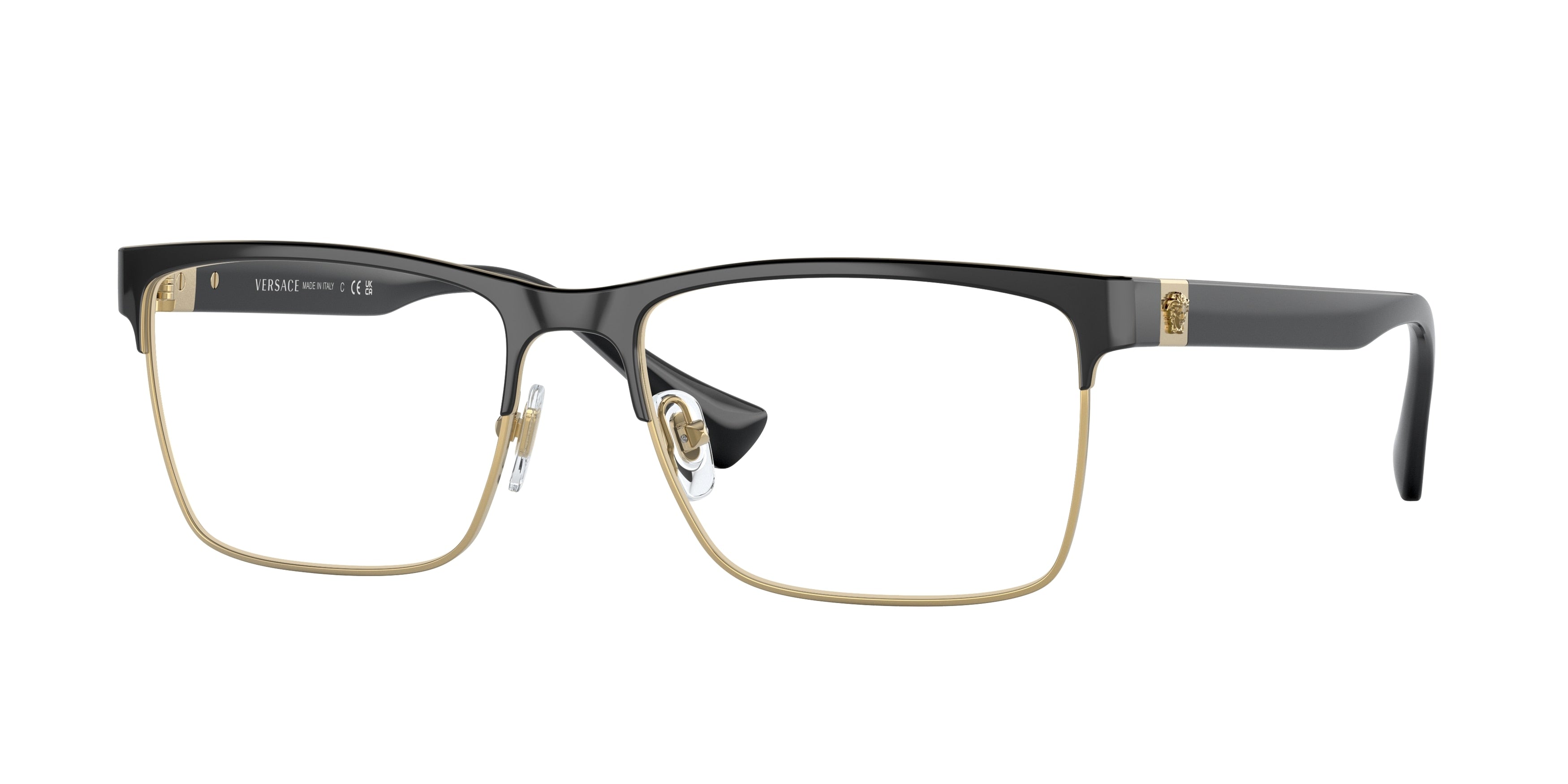 Versace VE1285 Rectangle Eyeglasses 1443-Black 58-150-17 - Color Map Black