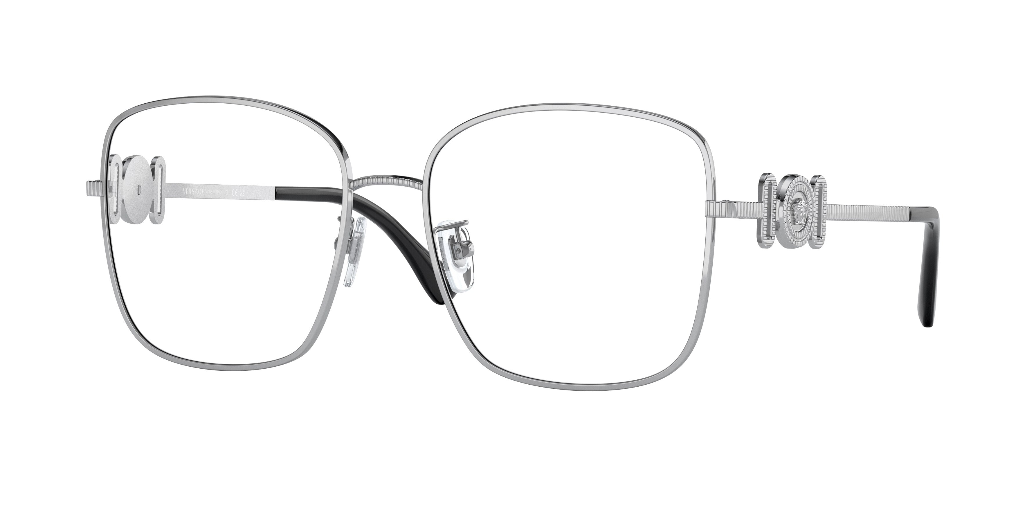Versace VE1286D Square Eyeglasses 1000-Silver 56-145-17 - Color Map Silver
