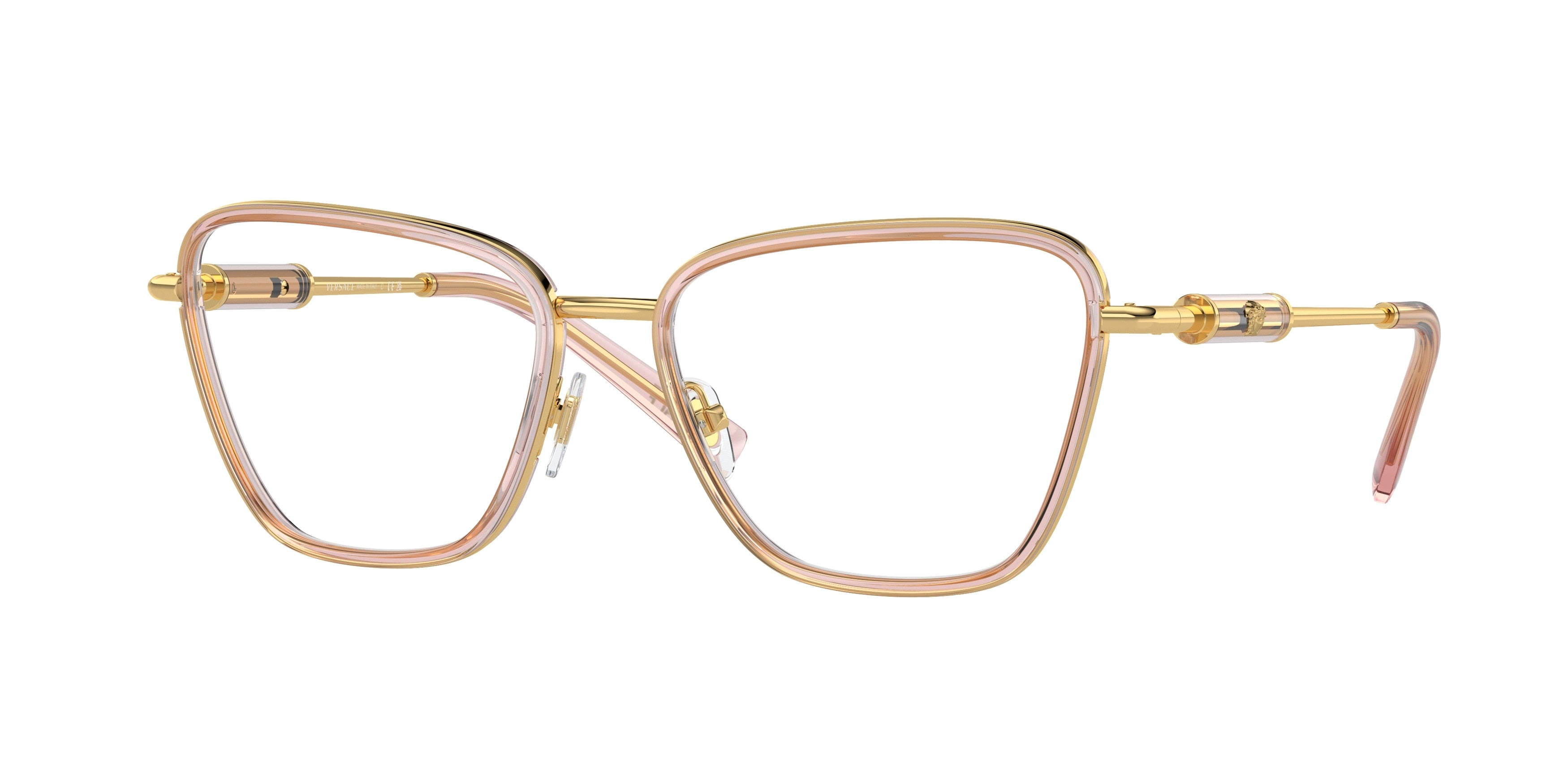 Versace VE1292 Butterfly Eyeglasses 1507-Peach Transparent 54-140-17 - Color Map Pink