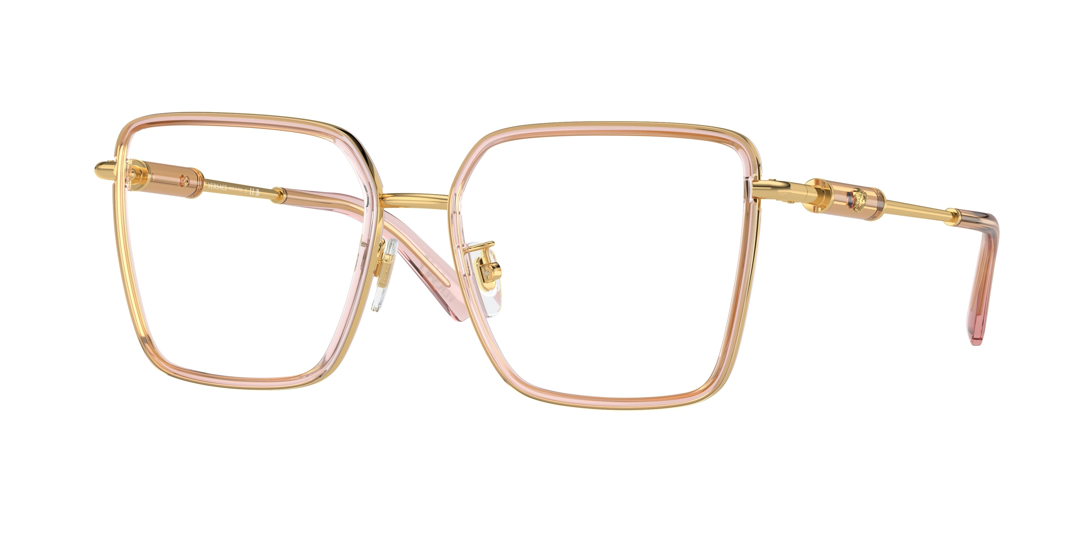 Versace VE1294D Butterfly Eyeglasses  1507-Transparent Peach 55-140-17 - Color Map Pink