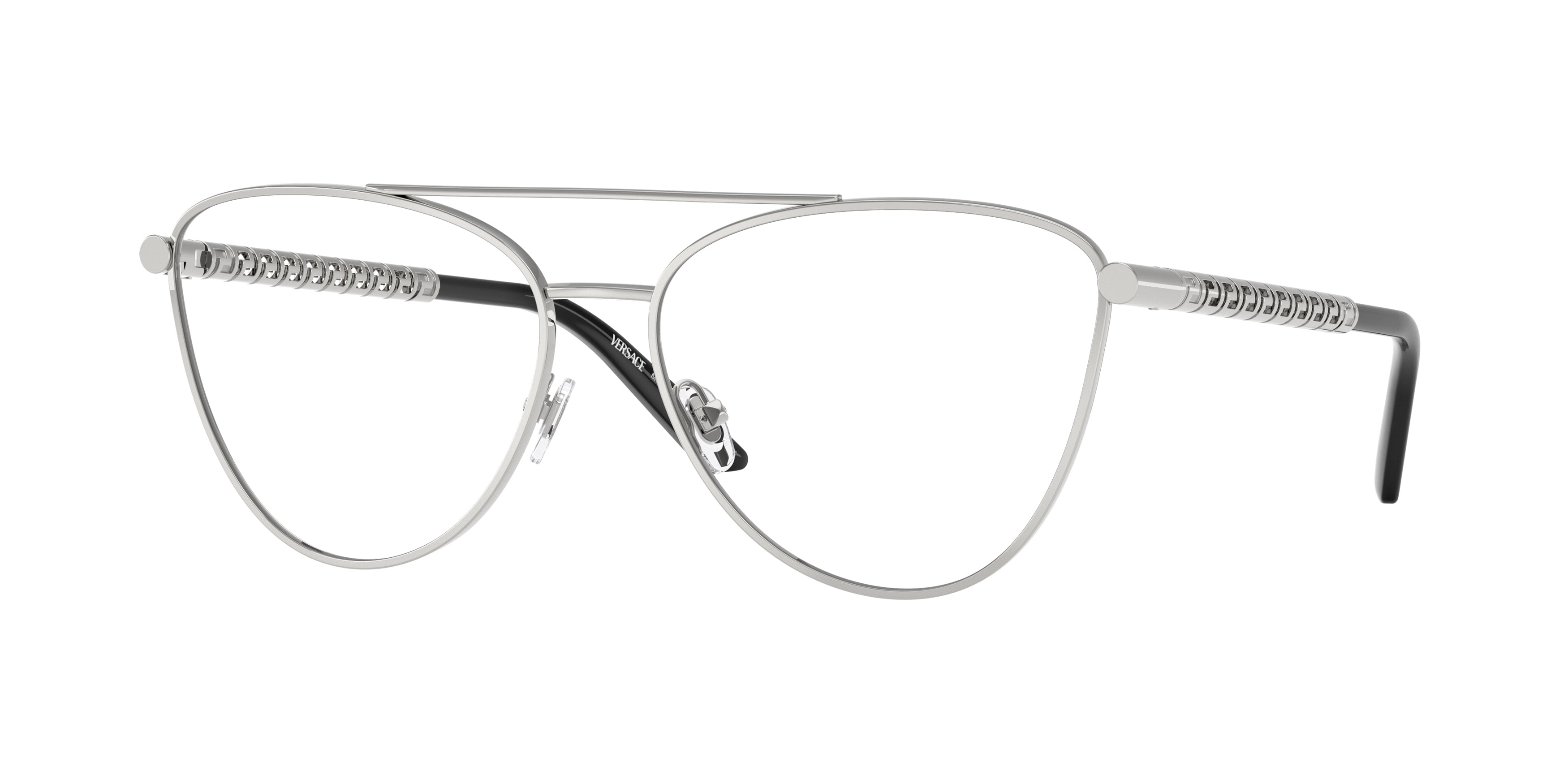Versace VE1296 Cat Eye Eyeglasses 1000-Silver 57-140-15 - Color Map Silver