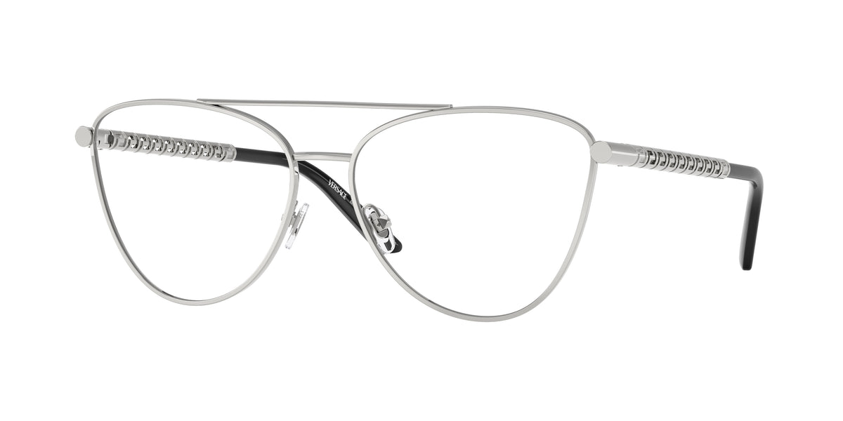 Versace VE1296 Cat Eye Eyeglasses 1000-Silver 57-140-15 - Color Map Silver