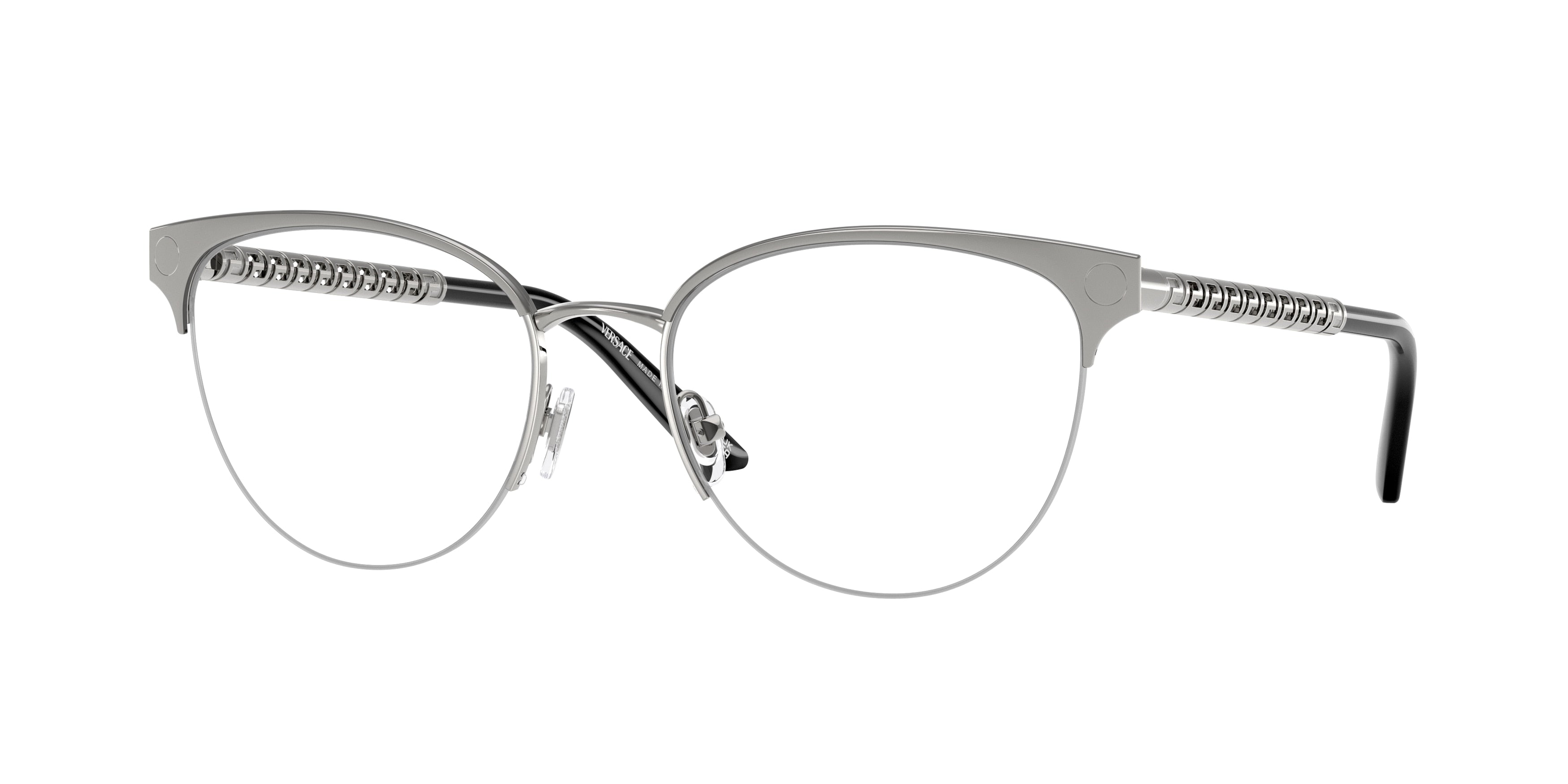 Versace VE1297 Cat Eye Eyeglasses 1000-Silver 53-140-18 - Color Map Silver