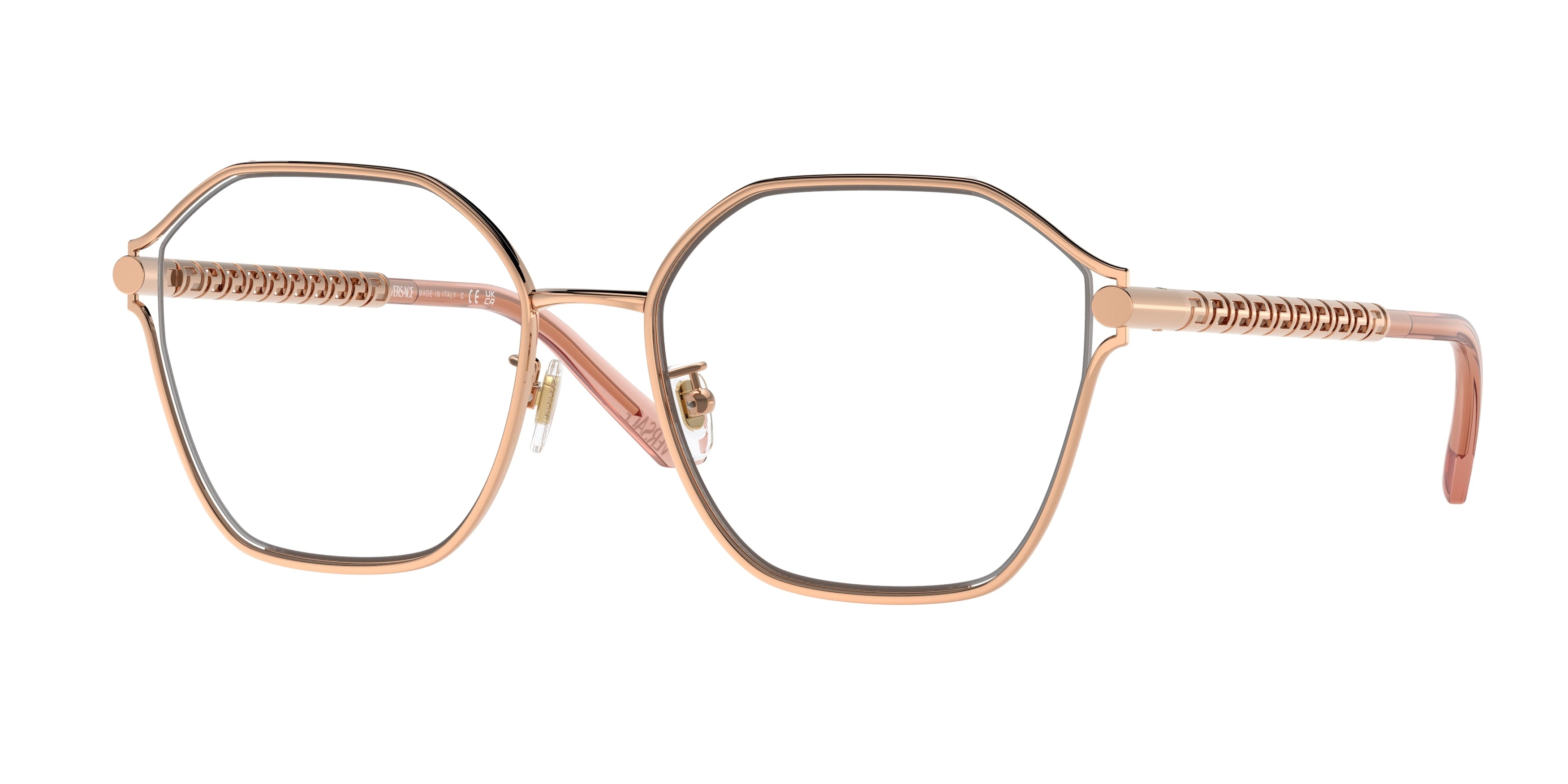 Versace VE1299D Irregular Eyeglasses 1412-Rose Gold 55-145-18 - Color Map Gold