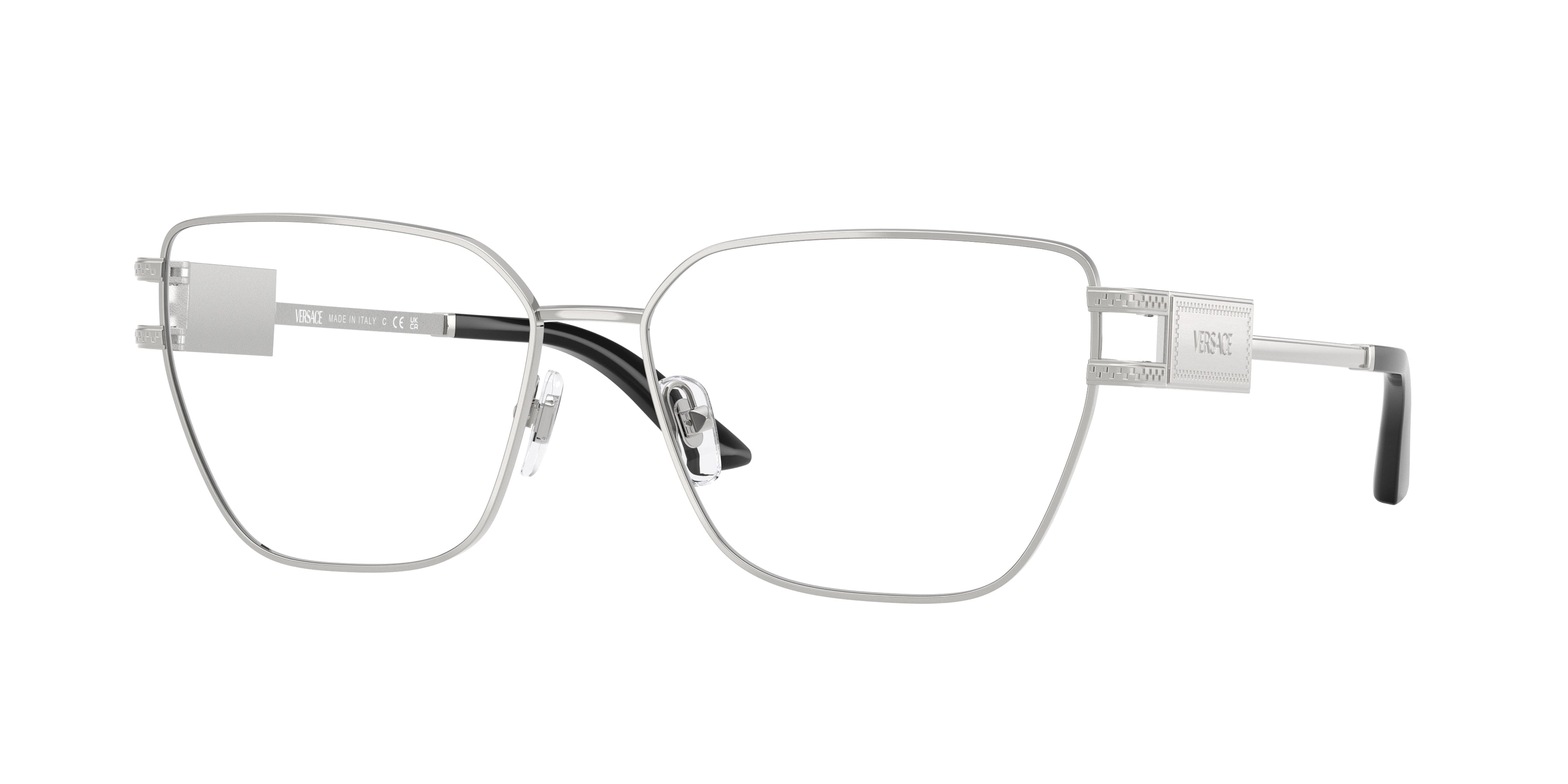 Versace VE1301 Cat Eye Eyeglasses  1000-Silver 57-140-15 - Color Map Silver
