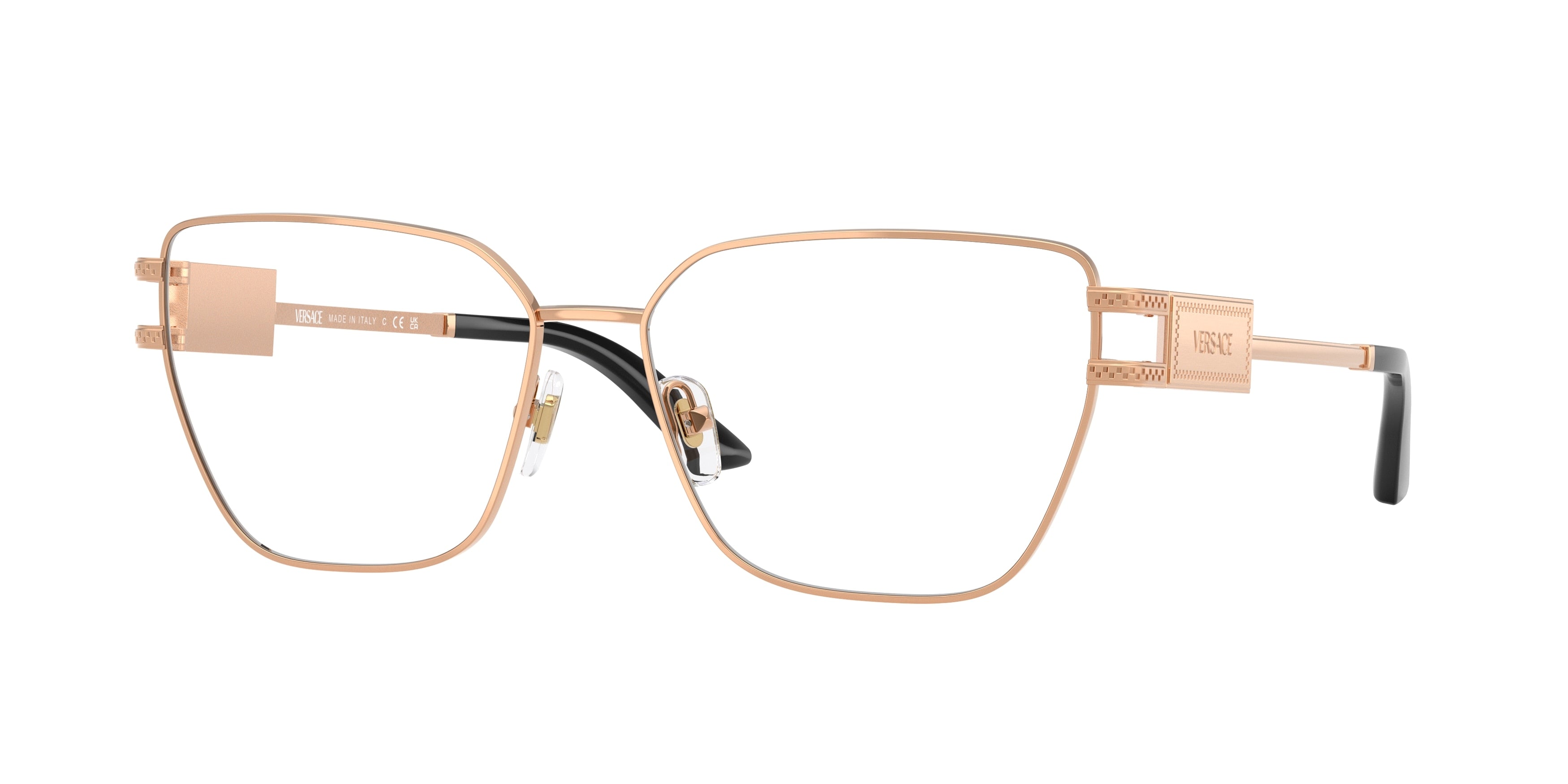 Versace VE1301 Cat Eye Eyeglasses 1412-Rose Gold 57-140-15 - Color Map Gold