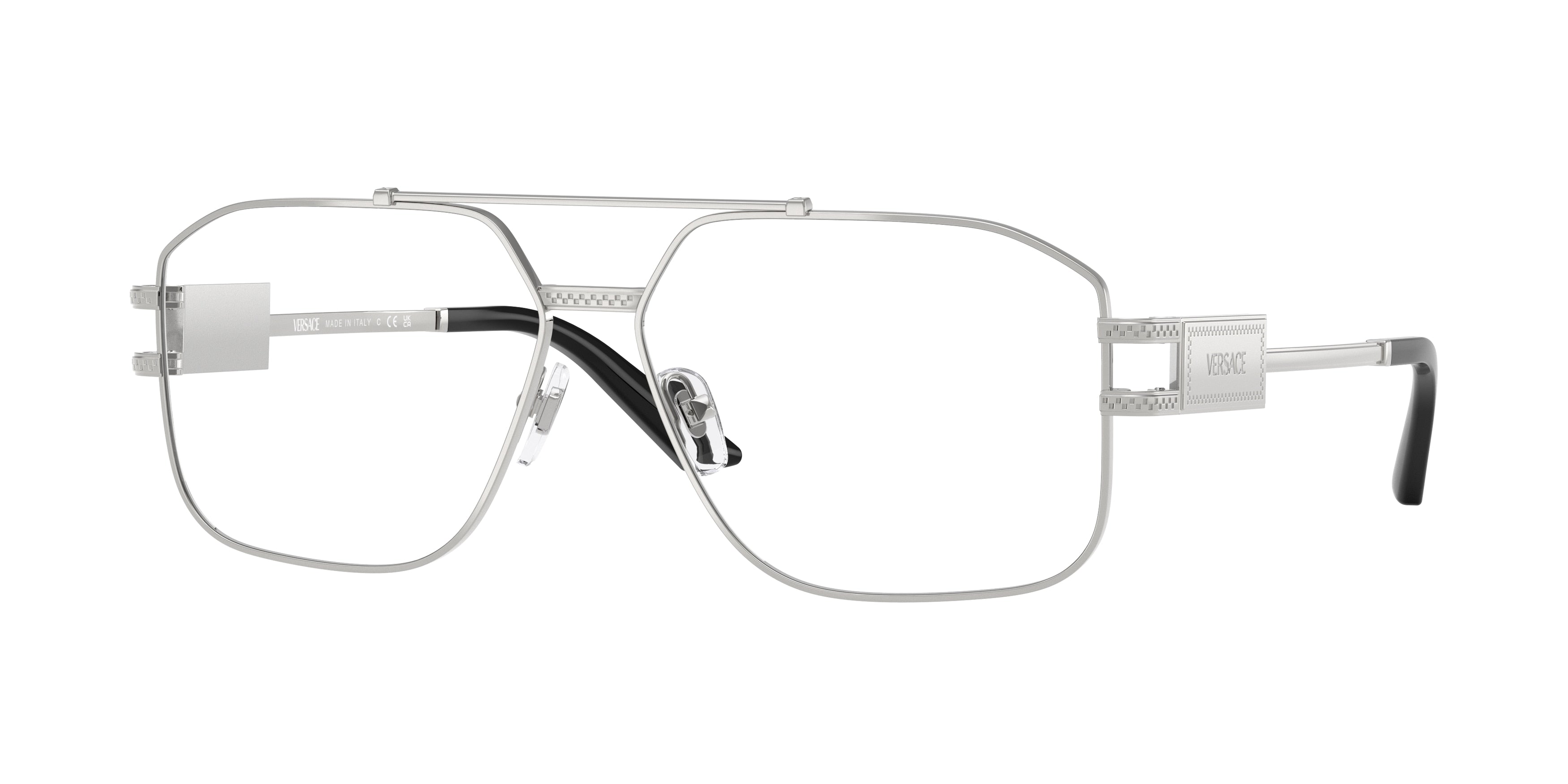 Versace VE1302 Square Eyeglasses 1000-Silver 59-140-13 - Color Map Silver